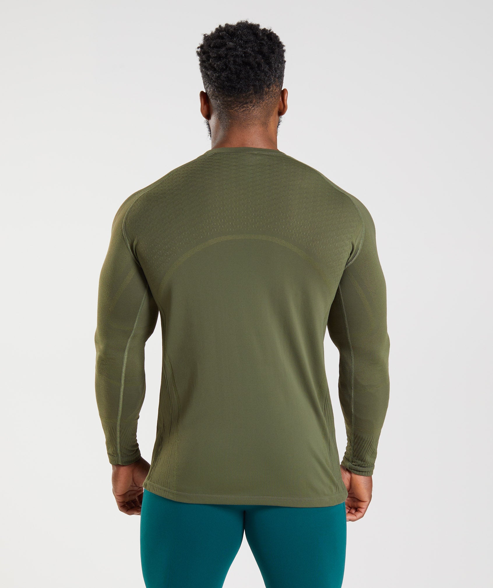 Camiseta Gymshark 315 Long Sleeve Hombre Verde Oliva | 5312890-NH