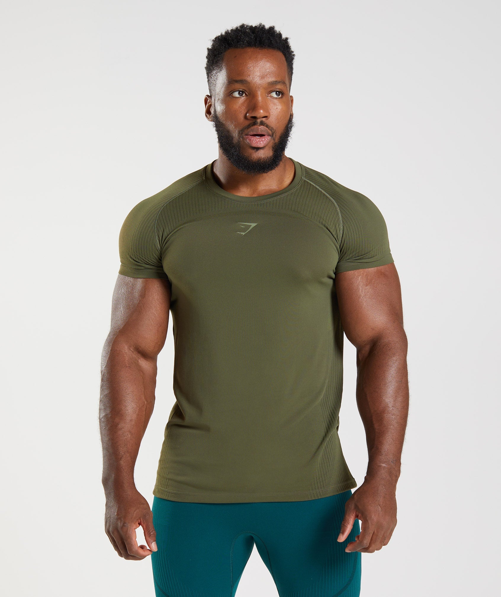 Camiseta Gymshark 315 Seamless Hombre Verde Oliva | 2875316-QX