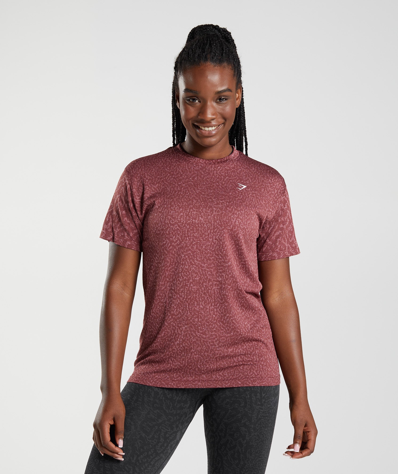 Camiseta Gymshark Adapt Animal Seamless Mujer Rosas Marrones | 1408952-JL