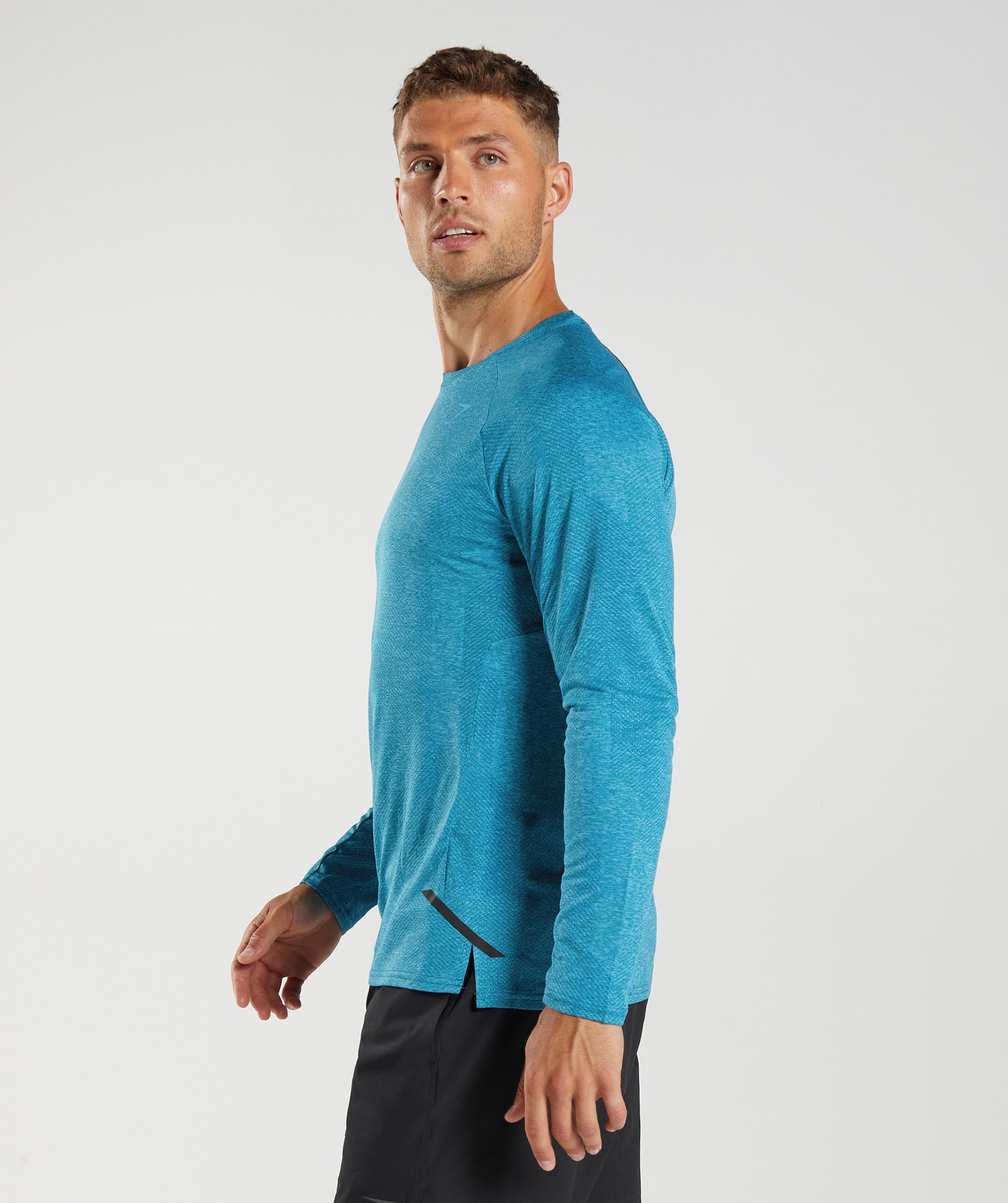 Camiseta Gymshark Apex Long Sleeve Hombre Azules | 3152074-ZP