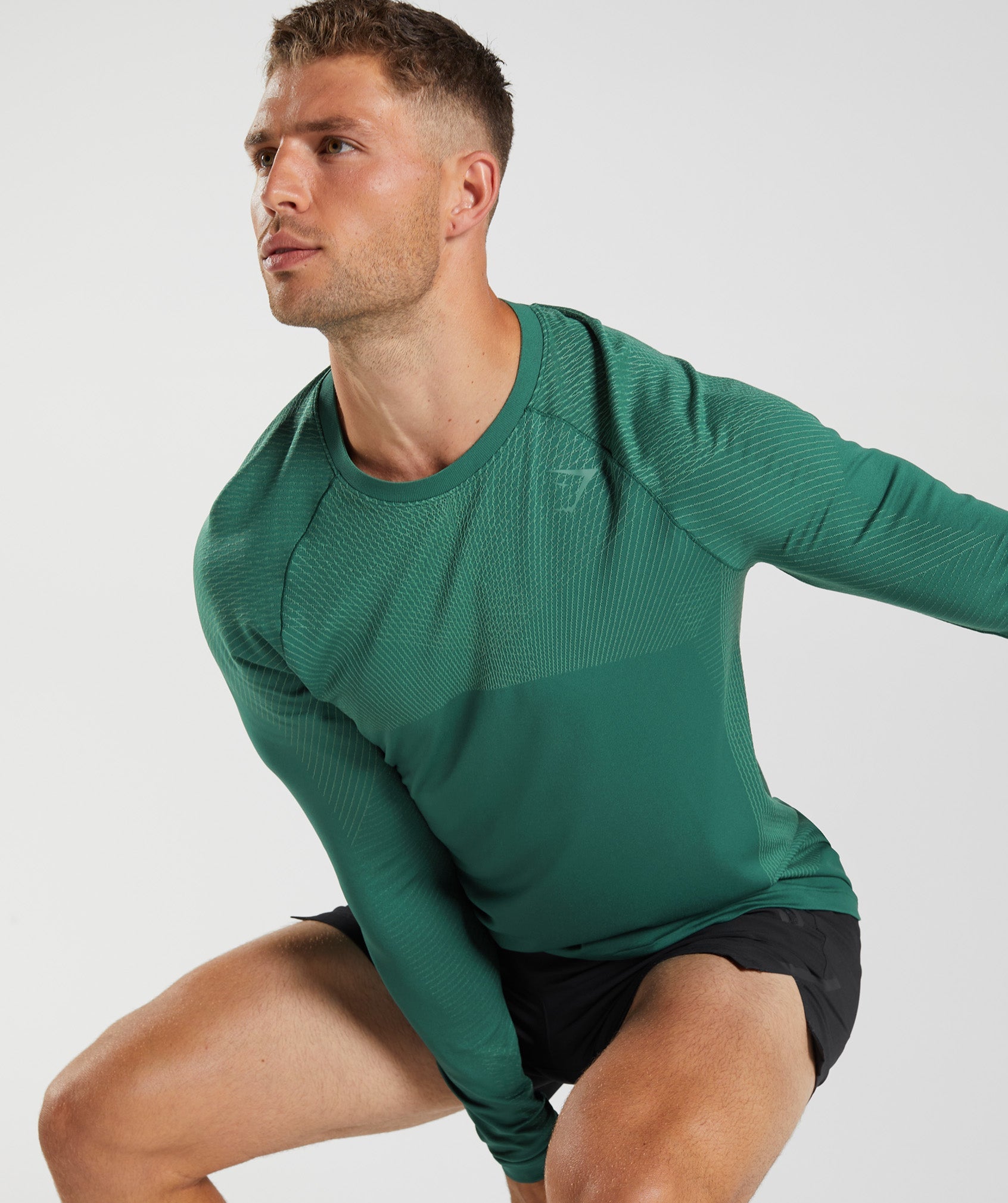 Camiseta Gymshark Apex Seamless Long Sleeve Hombre Verde | 1465098-MR