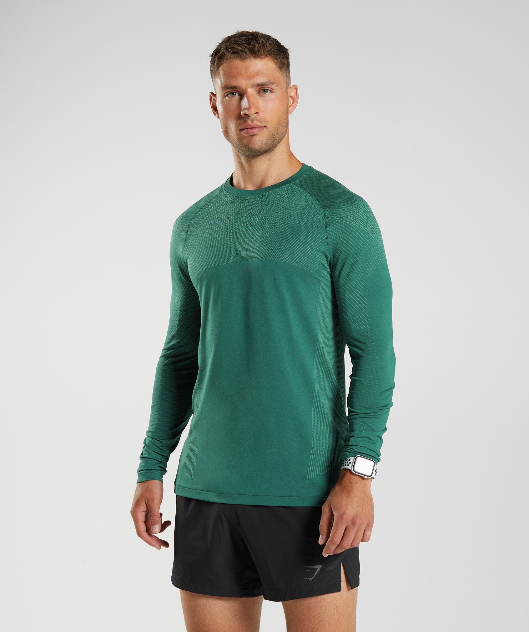 Camiseta Gymshark Apex Seamless Long Sleeve Hombre Verde | 1465098-MR