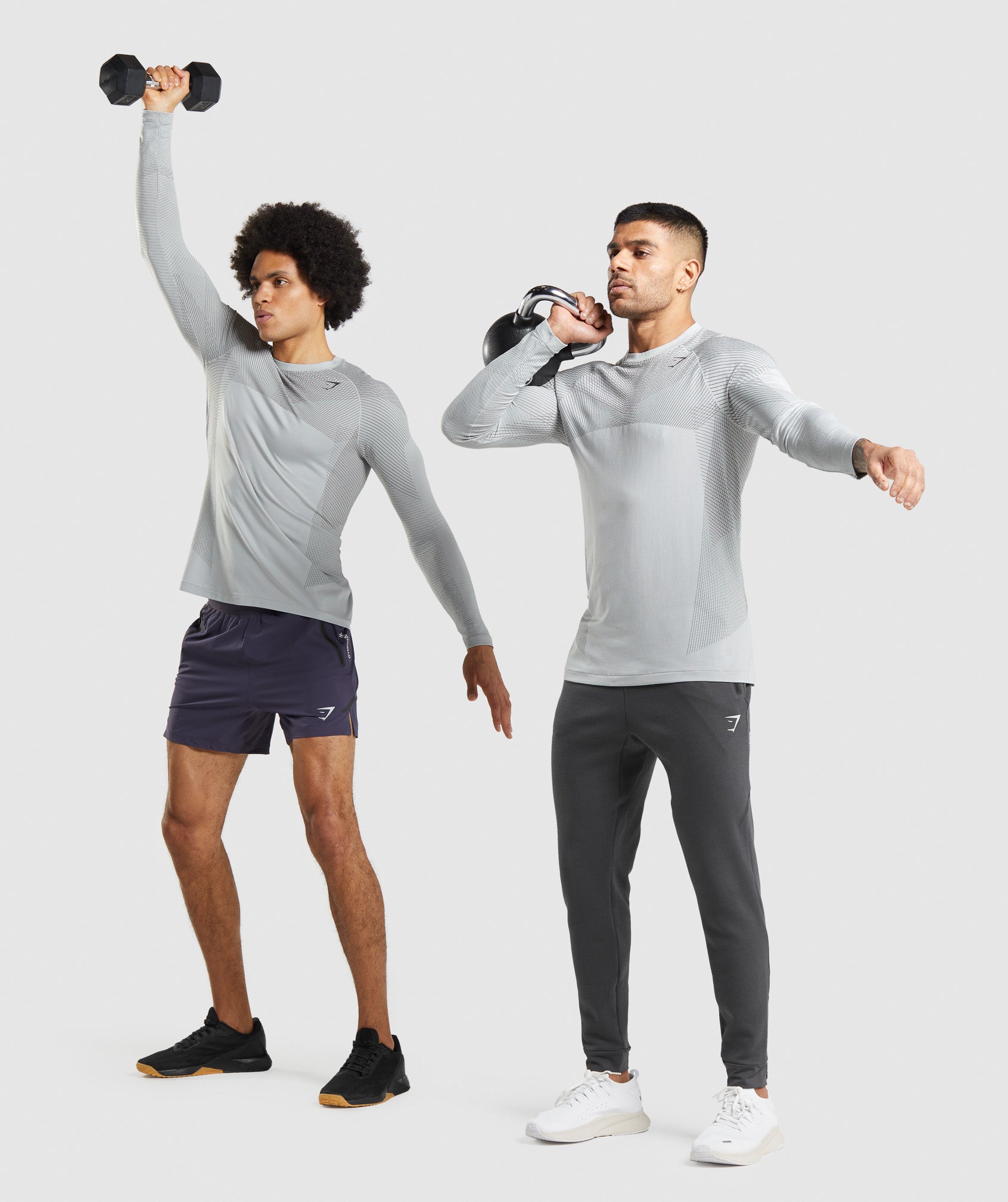 Camiseta Gymshark Apex Seamless Long Sleeve Hombre Gris Claro | 8635041-JO