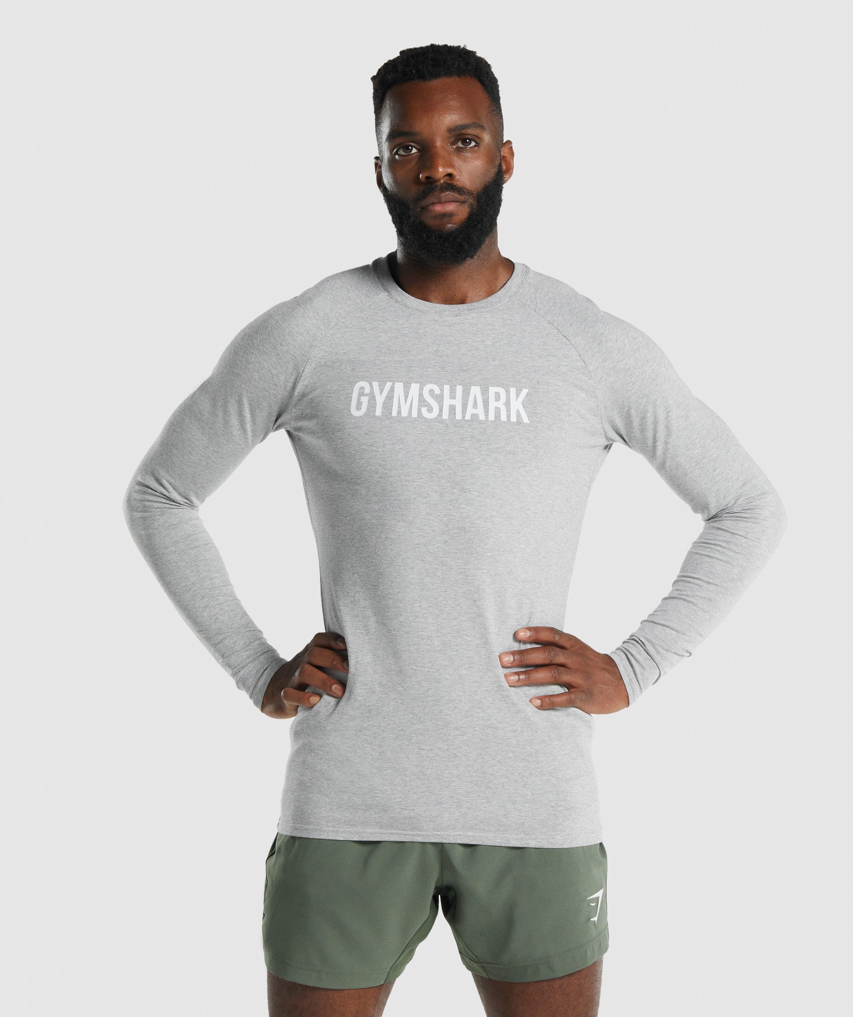 Camiseta Gymshark Apollo Long Sleeve Hombre Gris Claro | 0968234-KI