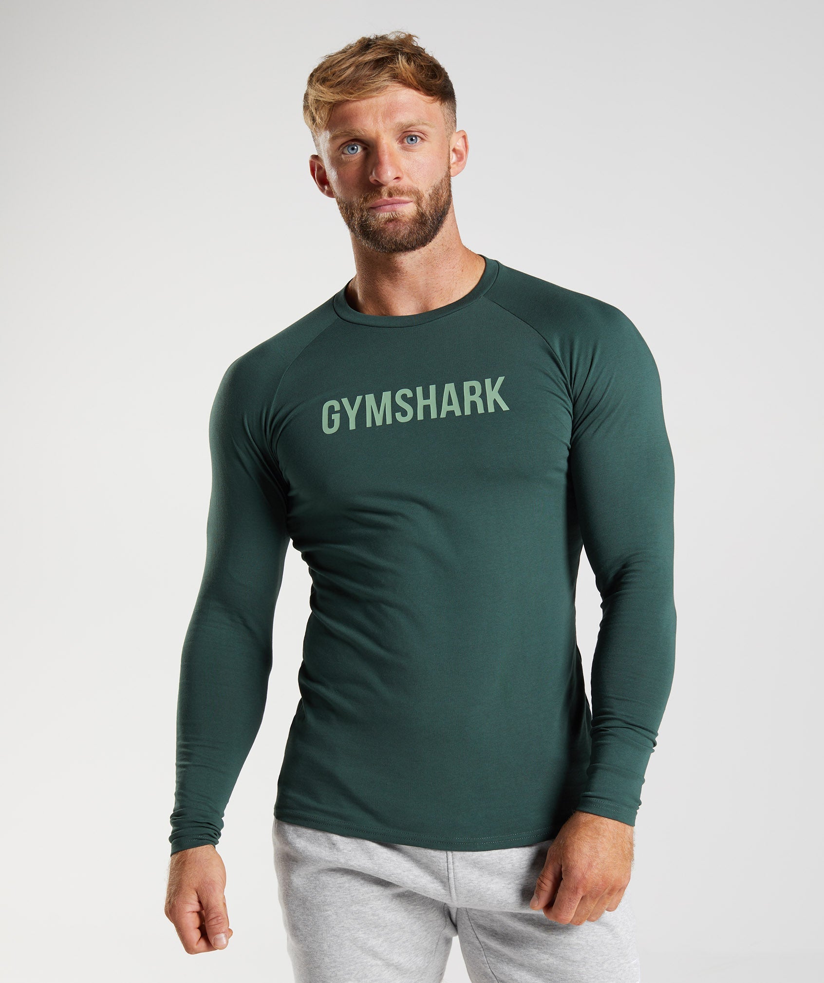 Camiseta Gymshark Apollo Long Sleeve Hombre Verde | 6850719-UJ