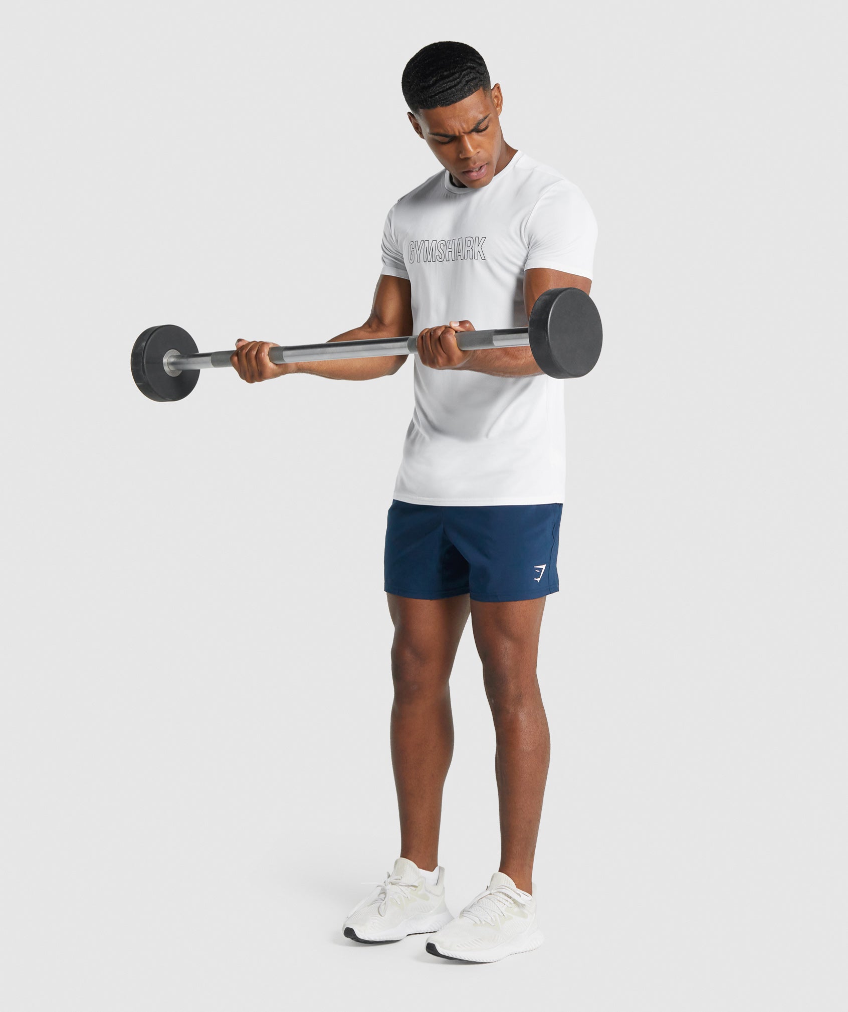 Camiseta Gymshark Arrival Estampadas Hombre Blancas | 6127583-LQ