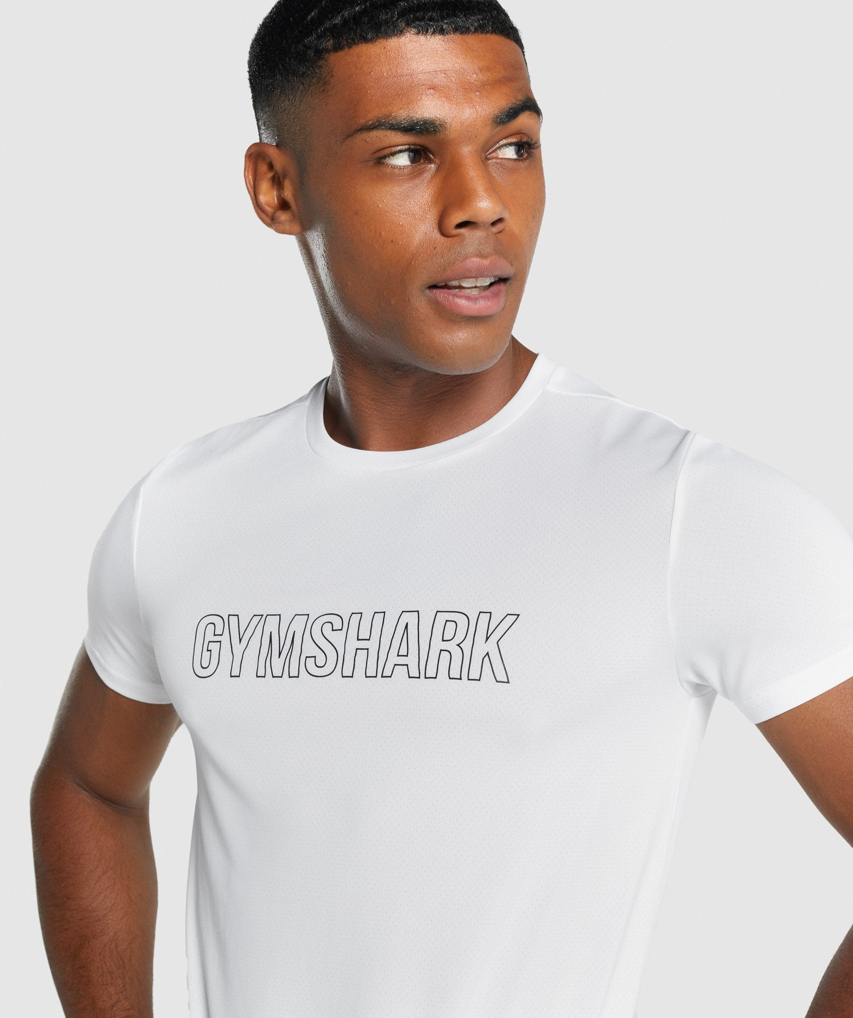 Camiseta Gymshark Arrival Estampadas Hombre Blancas | 6127583-LQ