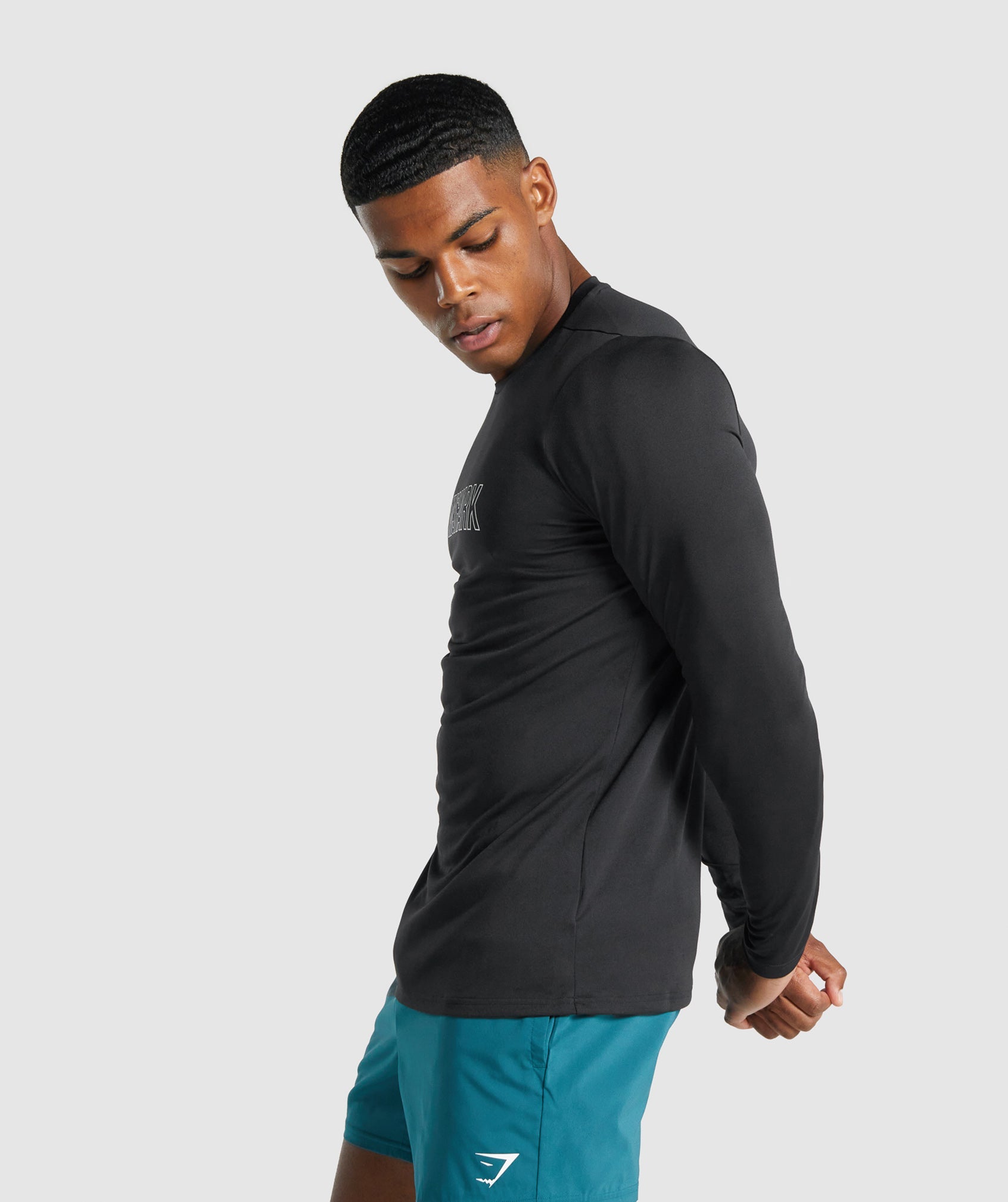 Camiseta Gymshark Arrival Long Sleeve Estampadas Hombre Negras | 2146970-LO