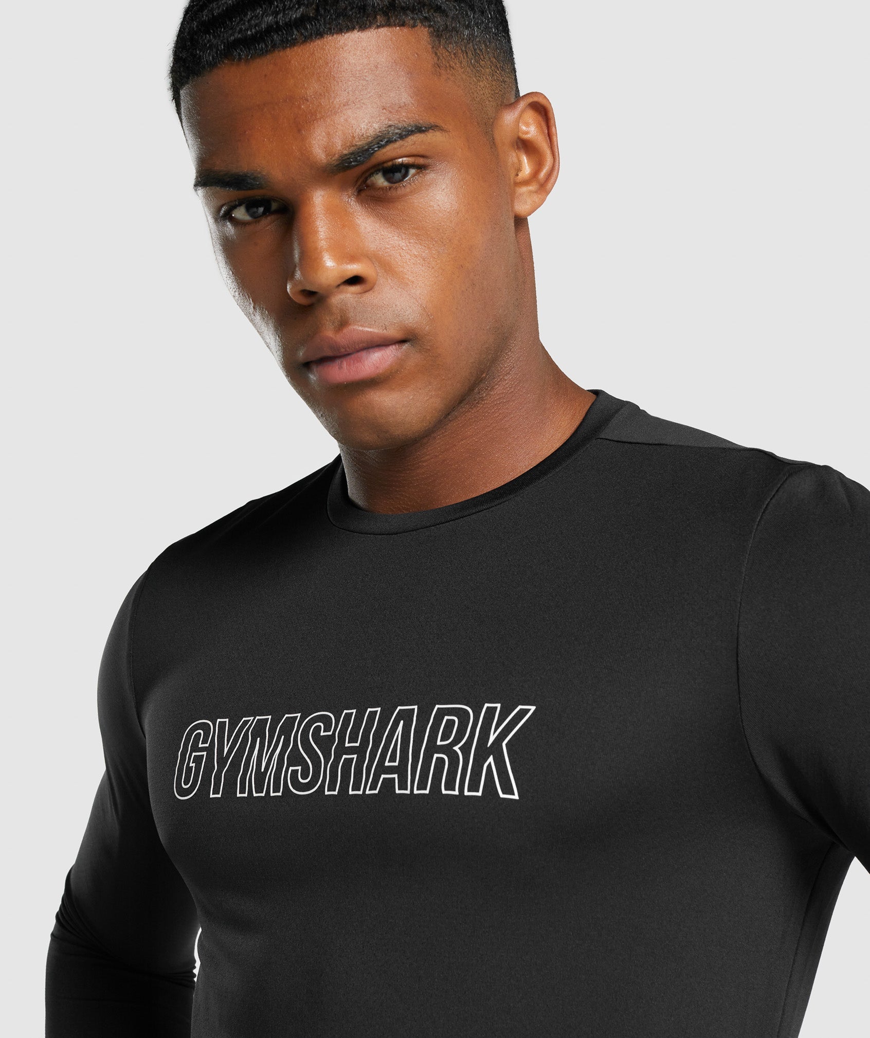 Camiseta Gymshark Arrival Long Sleeve Estampadas Hombre Negras | 2146970-LO