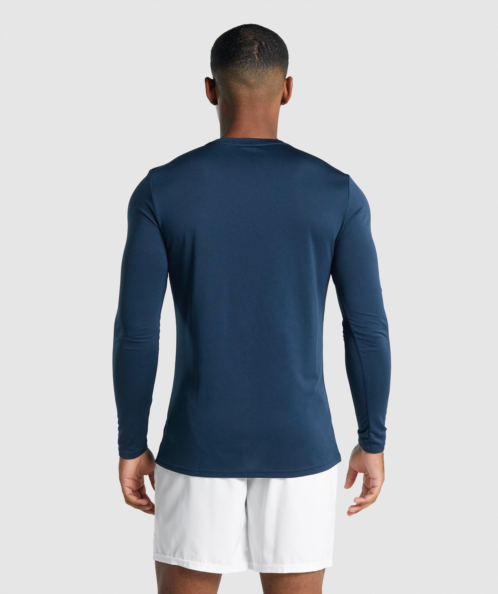 Camiseta Gymshark Arrival Long Sleeve Estampadas Hombre Azul Marino | 7024195-RU