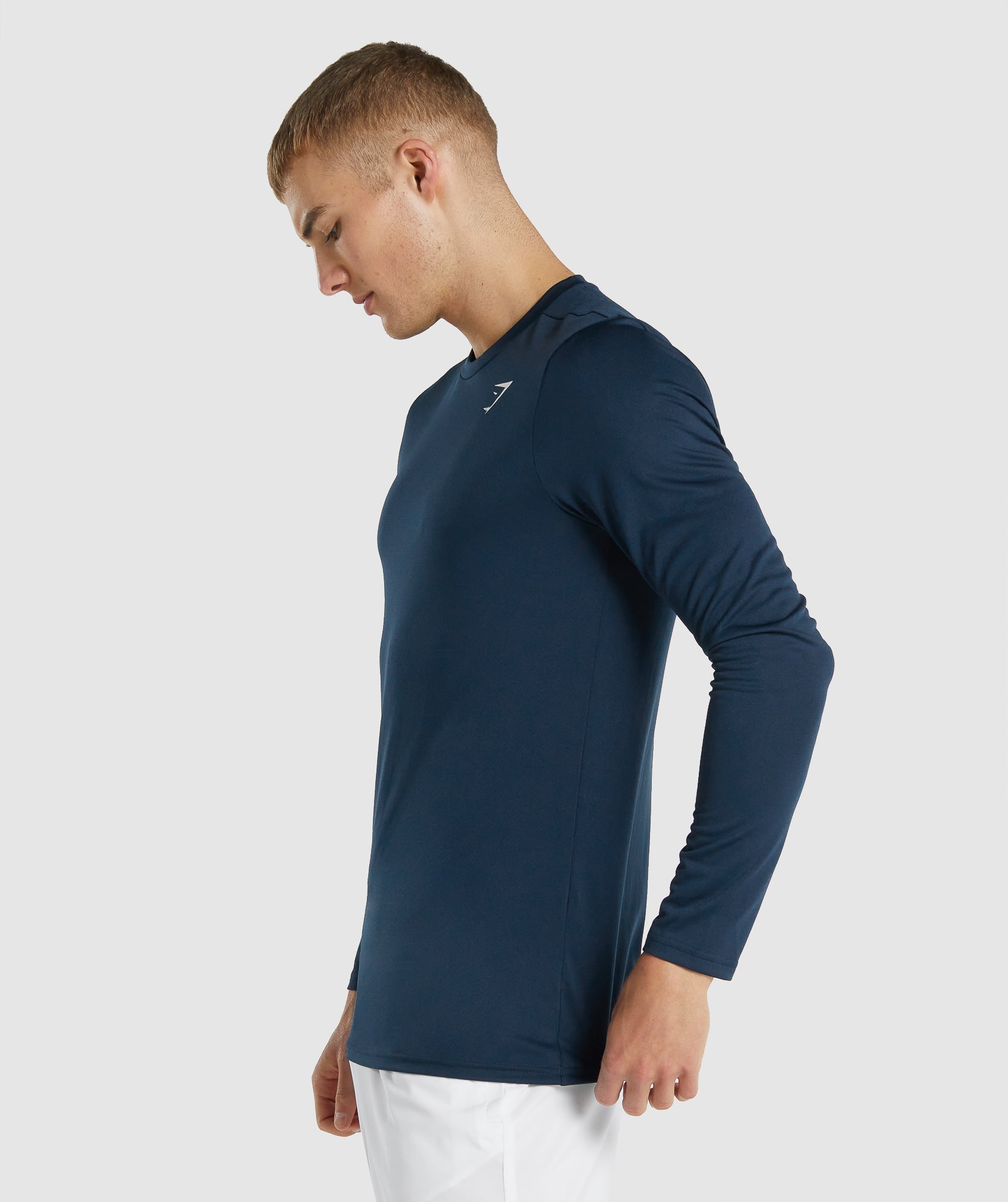 Camiseta Gymshark Arrival Long Sleeve Hombre Azul Marino | 3274968-CR