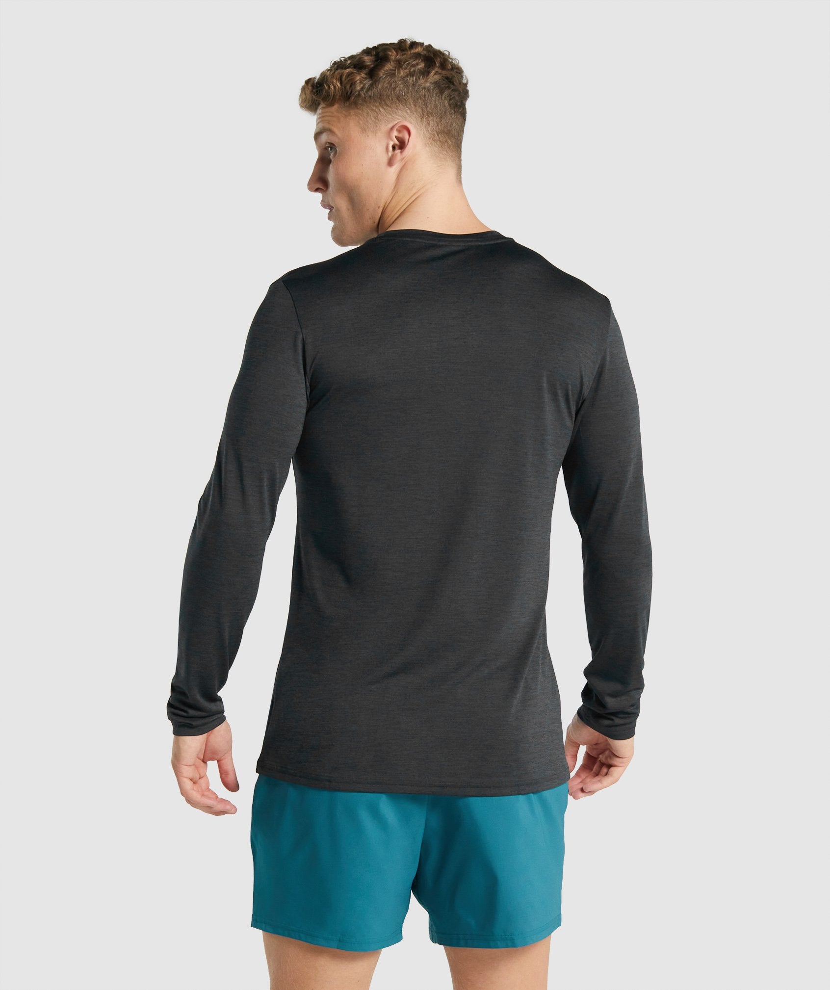 Camiseta Gymshark Arrival Marl Long Sleeve Hombre Negras | 6493158-DI