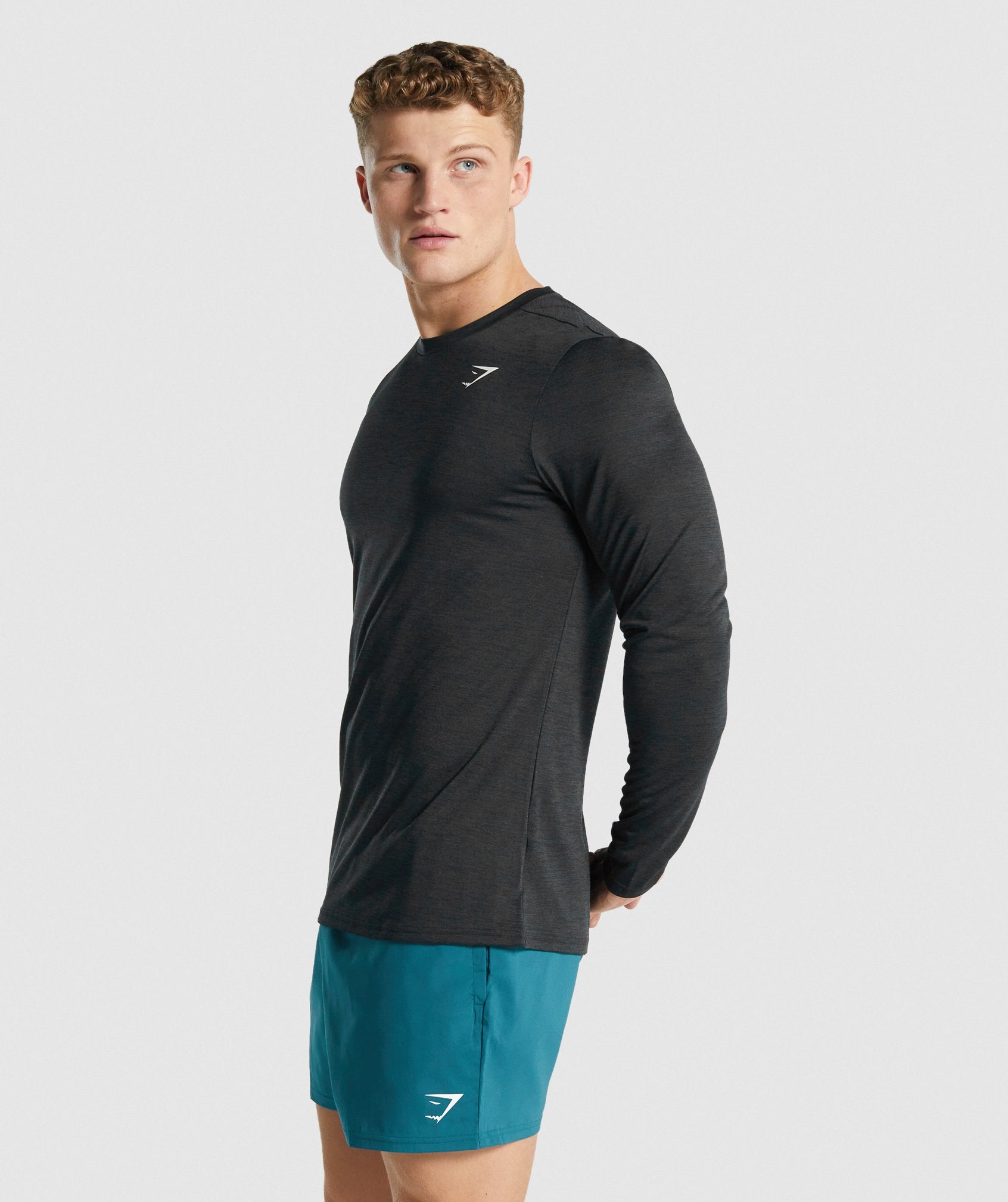 Camiseta Gymshark Arrival Marl Long Sleeve Hombre Negras | 6493158-DI