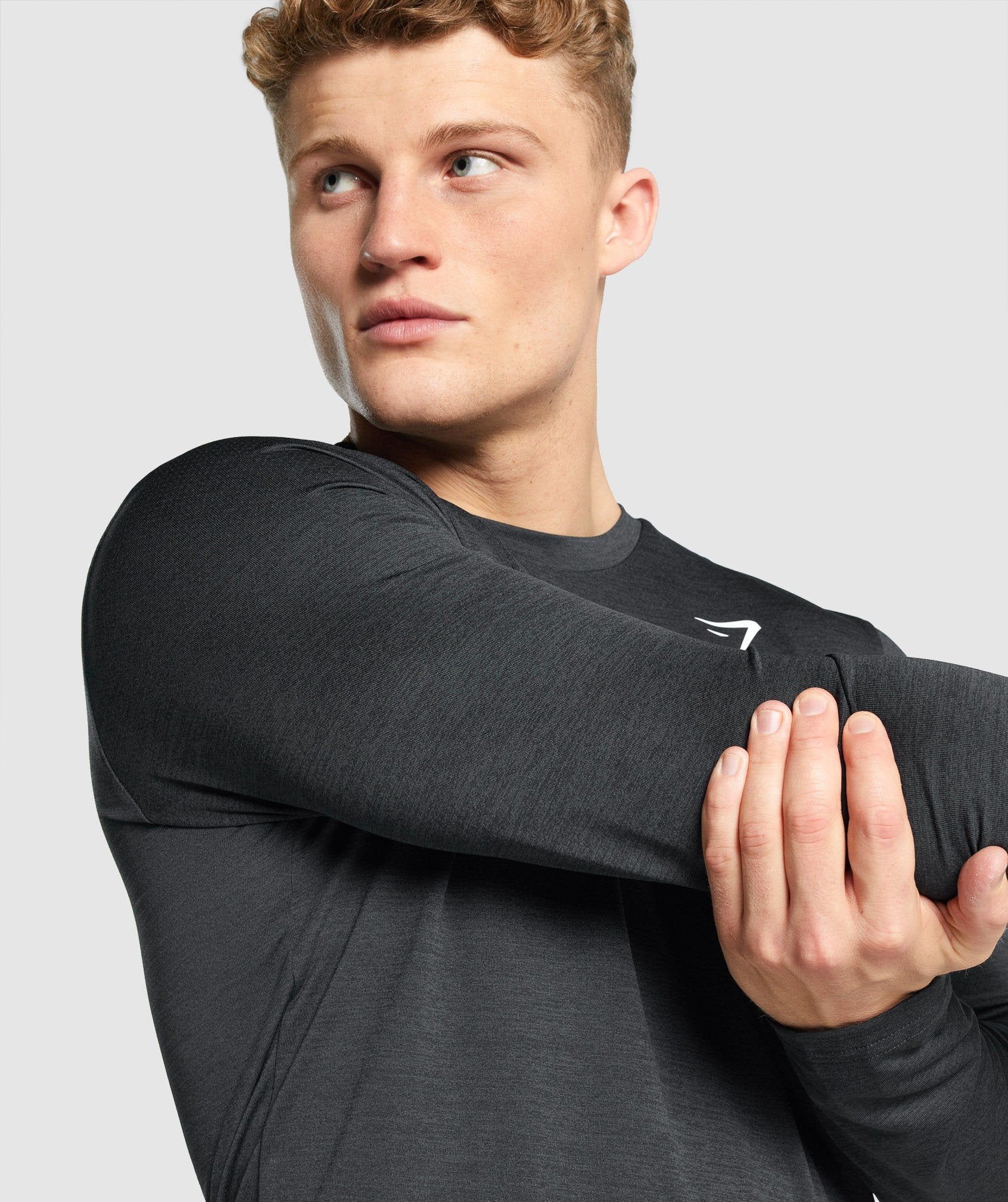 Camiseta Gymshark Arrival Marl Long Sleeve Hombre Negras | 6493158-DI