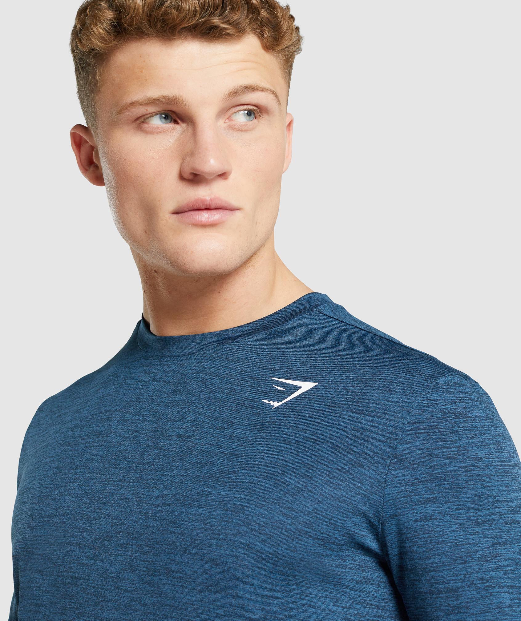 Camiseta Gymshark Arrival Marl Long Sleeve Hombre Azul Marino | 7062138-IV