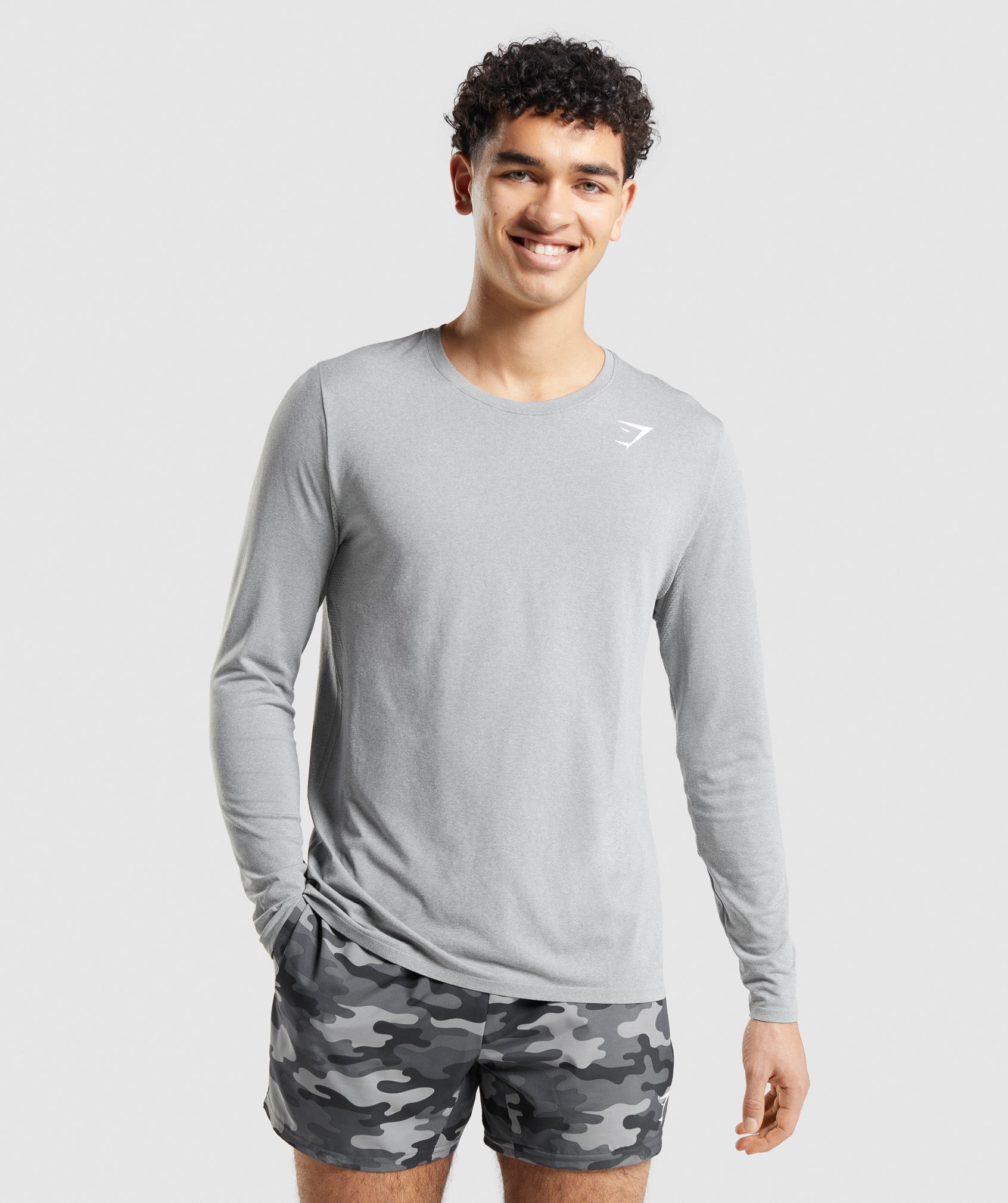 Camiseta Gymshark Arrival Seamless Long Sleeve Hombre Gris | 1693487-CK