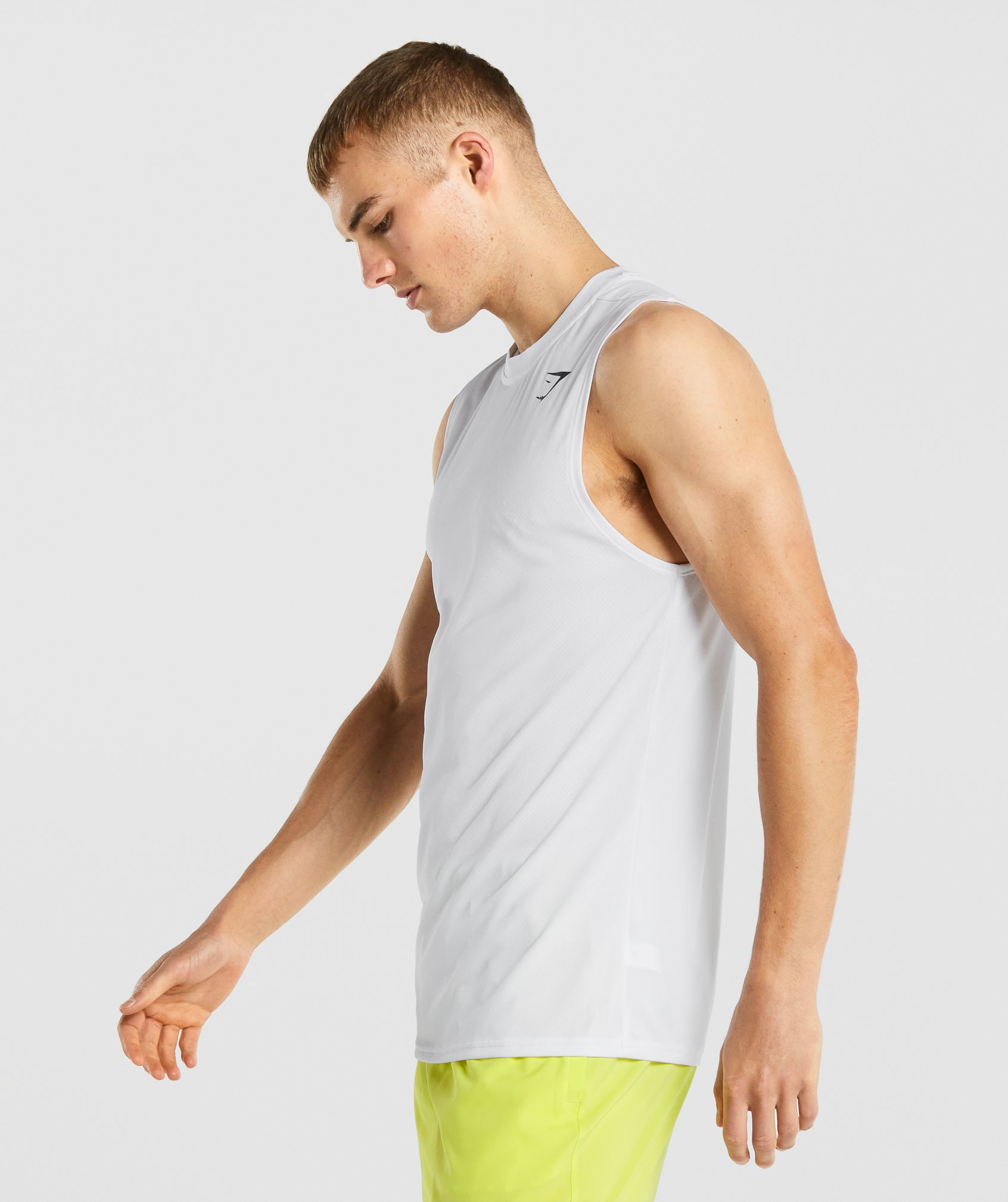 Camiseta Gymshark Arrival Sin Manga Hombre Blancas | 8170264-ZR