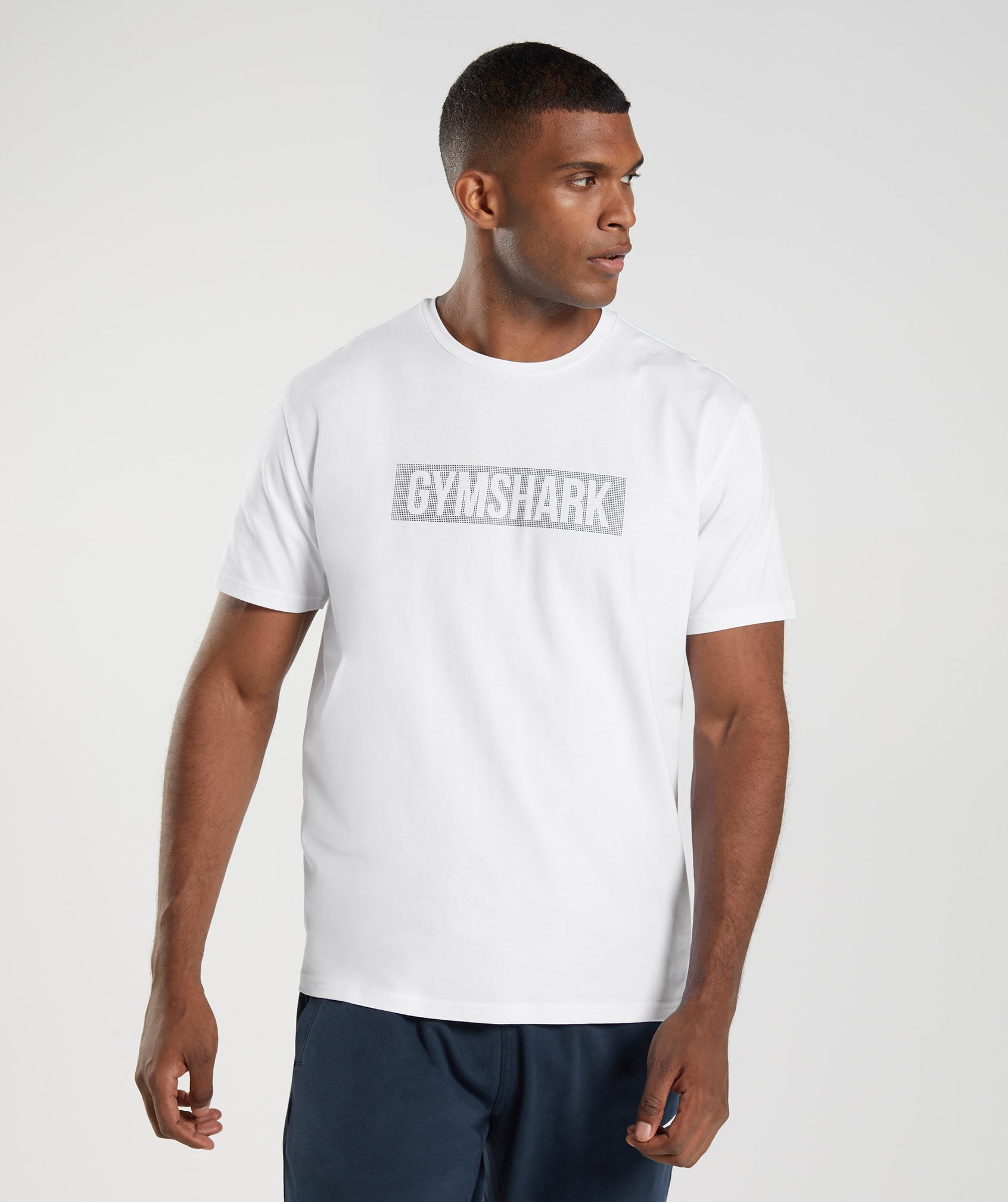 Camiseta Gymshark Block Hombre Blancas | 4706982-LP