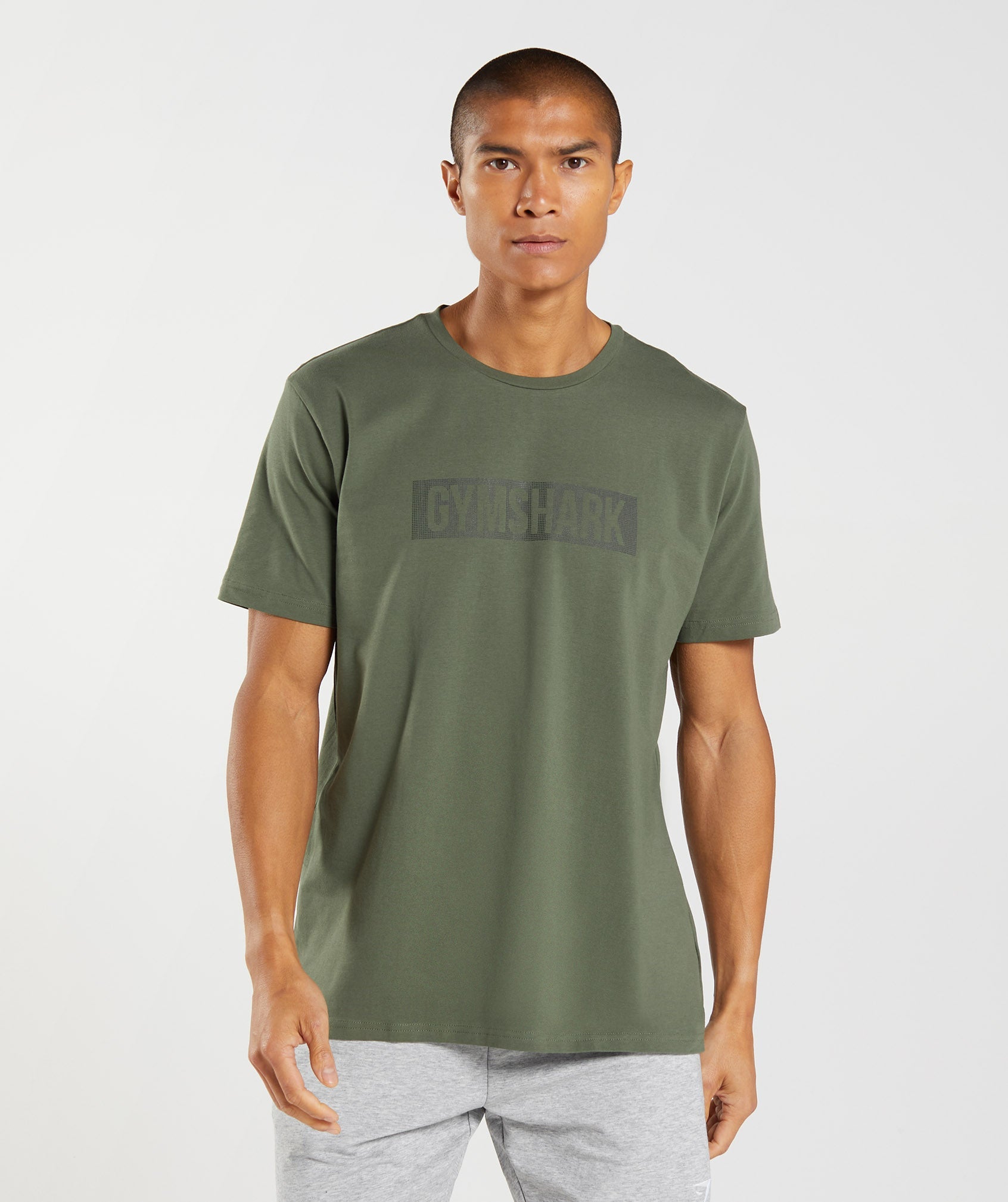 Camiseta Gymshark Block Hombre Verde Oliva | 1524379-JS