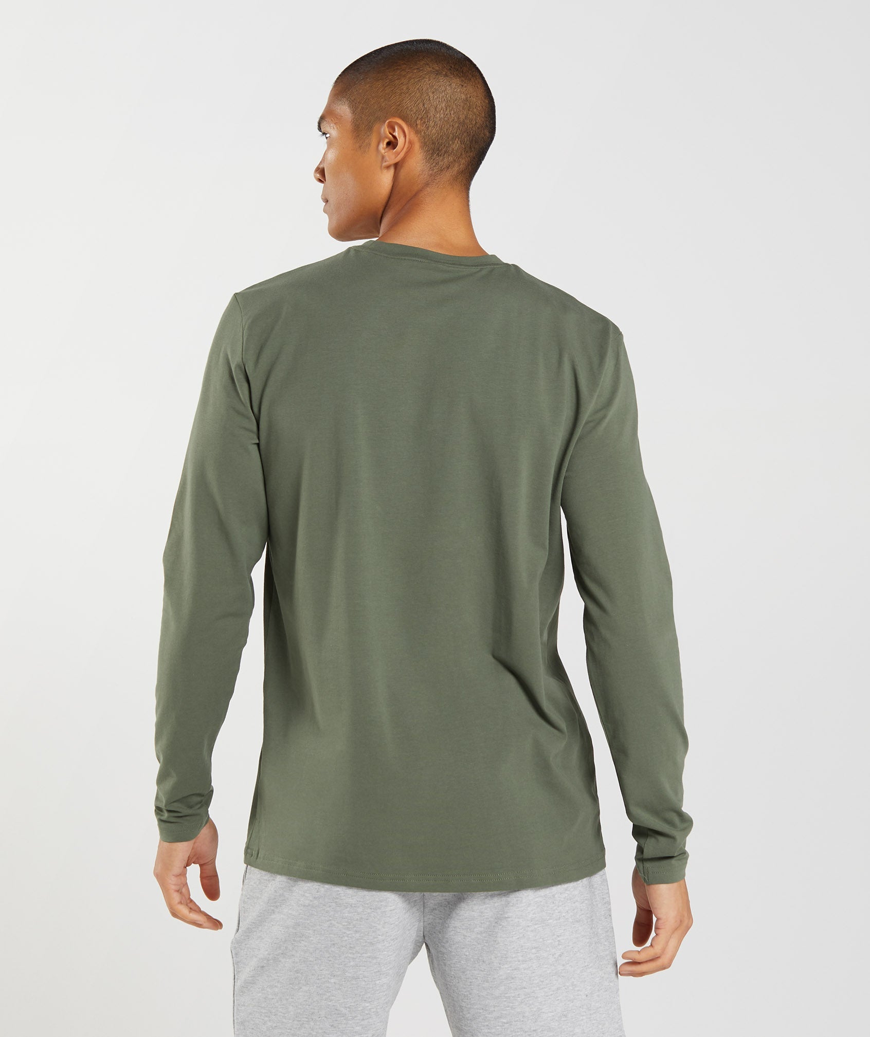 Camiseta Gymshark Block Long Sleeve Hombre Verde Oliva | 5968271-ZE