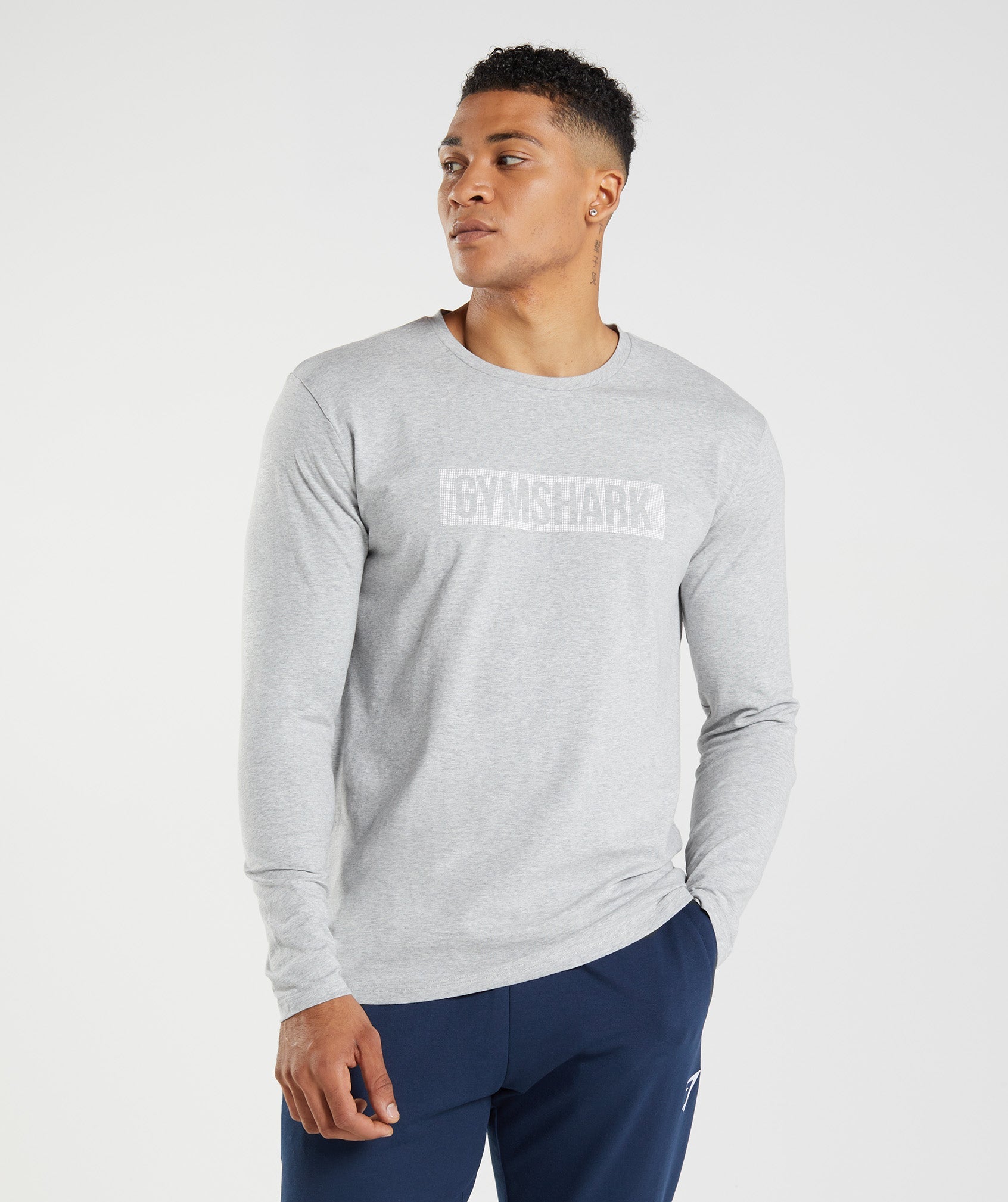 Camiseta Gymshark Block Long Sleeve Hombre Gris Claro | 9582401-HW