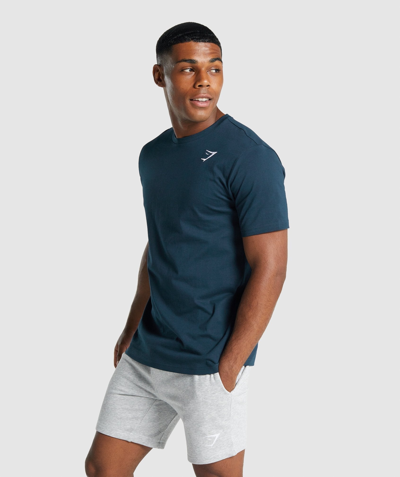 Camiseta Gymshark Crest Hombre Azul Marino | 4371908-FL