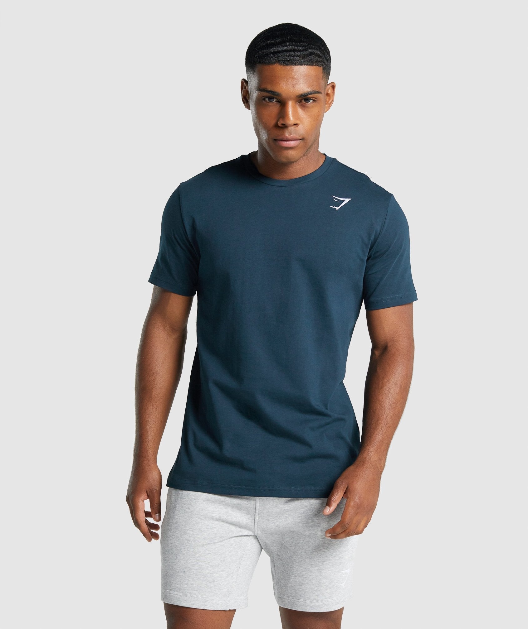 Camiseta Gymshark Crest Hombre Azul Marino | 4371908-FL