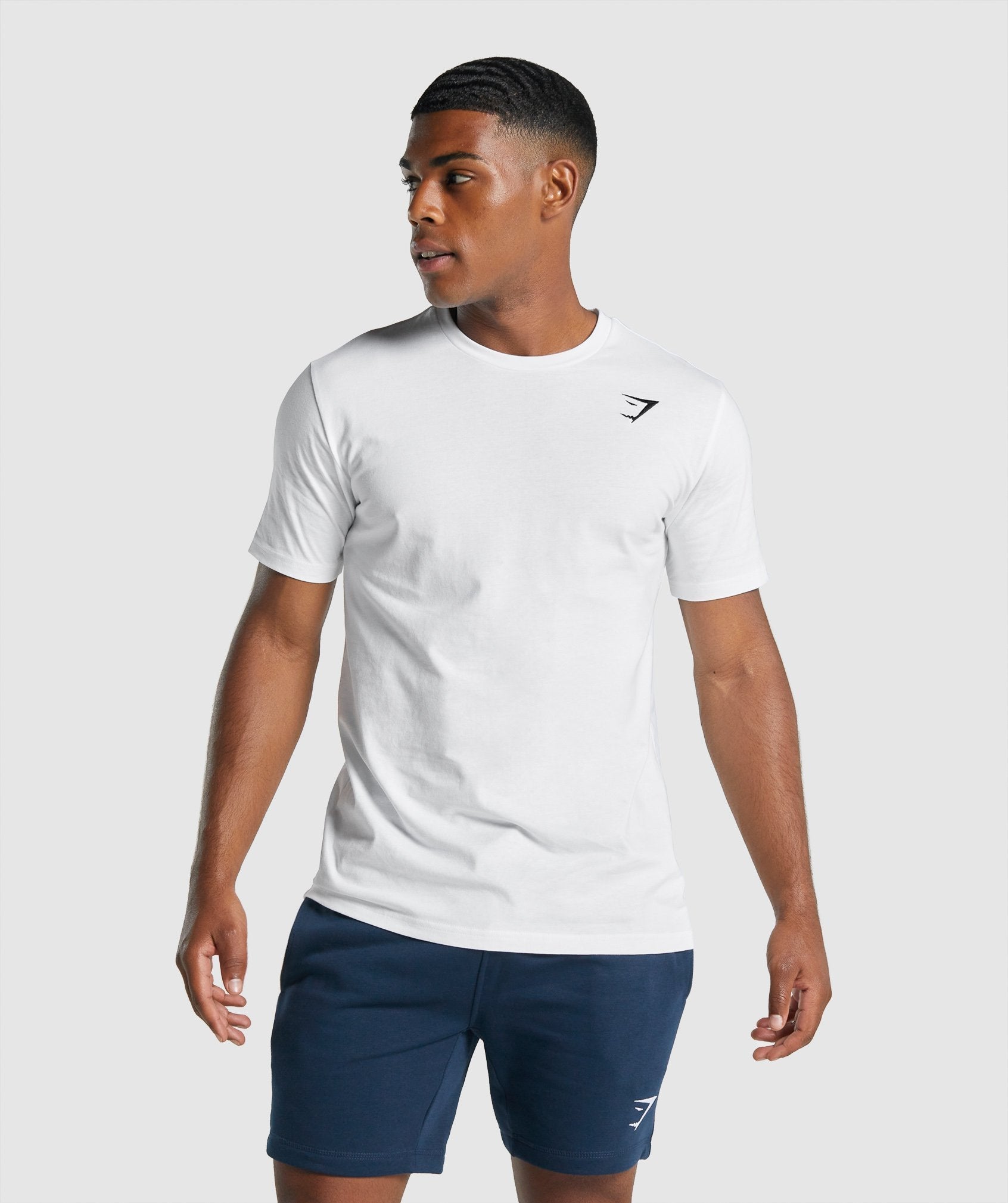 Camiseta Gymshark Crest Hombre Blancas | 8320976-RK