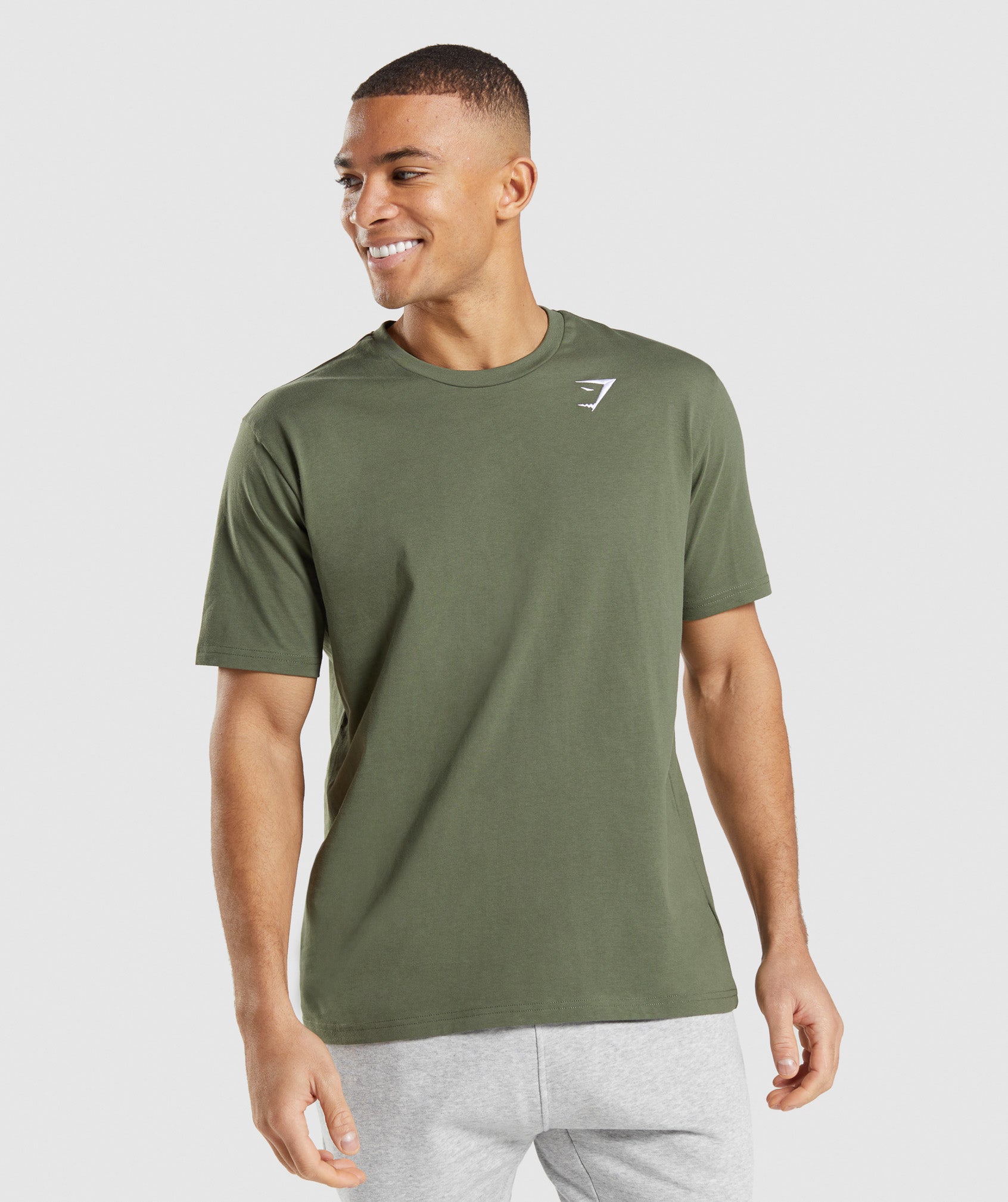 Camiseta Gymshark Crest Hombre Verde Oliva | 5098234-NL