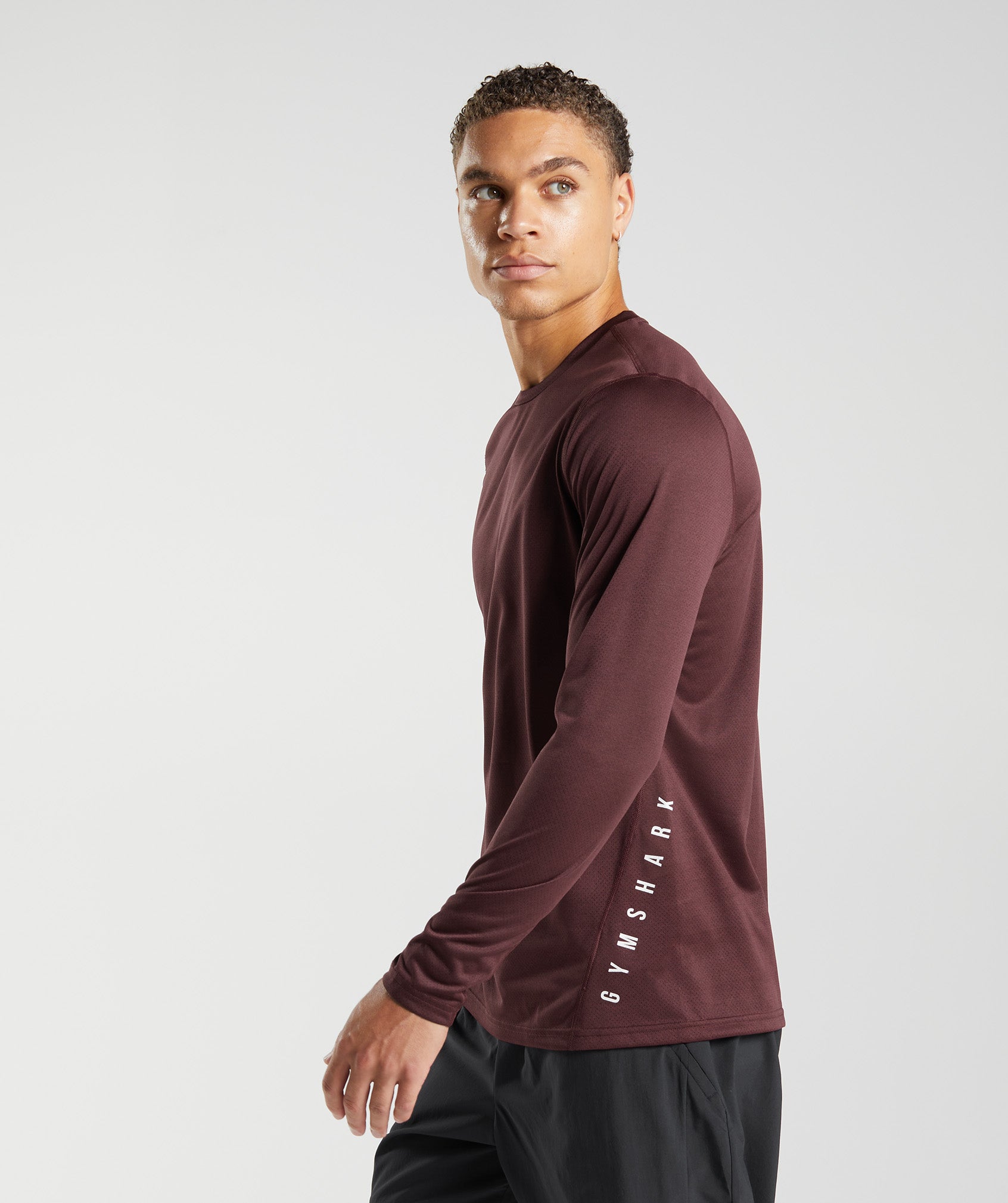 Camiseta Gymshark Deporte Long Sleeve Hombre Burdeos Negras | 1423605-MZ