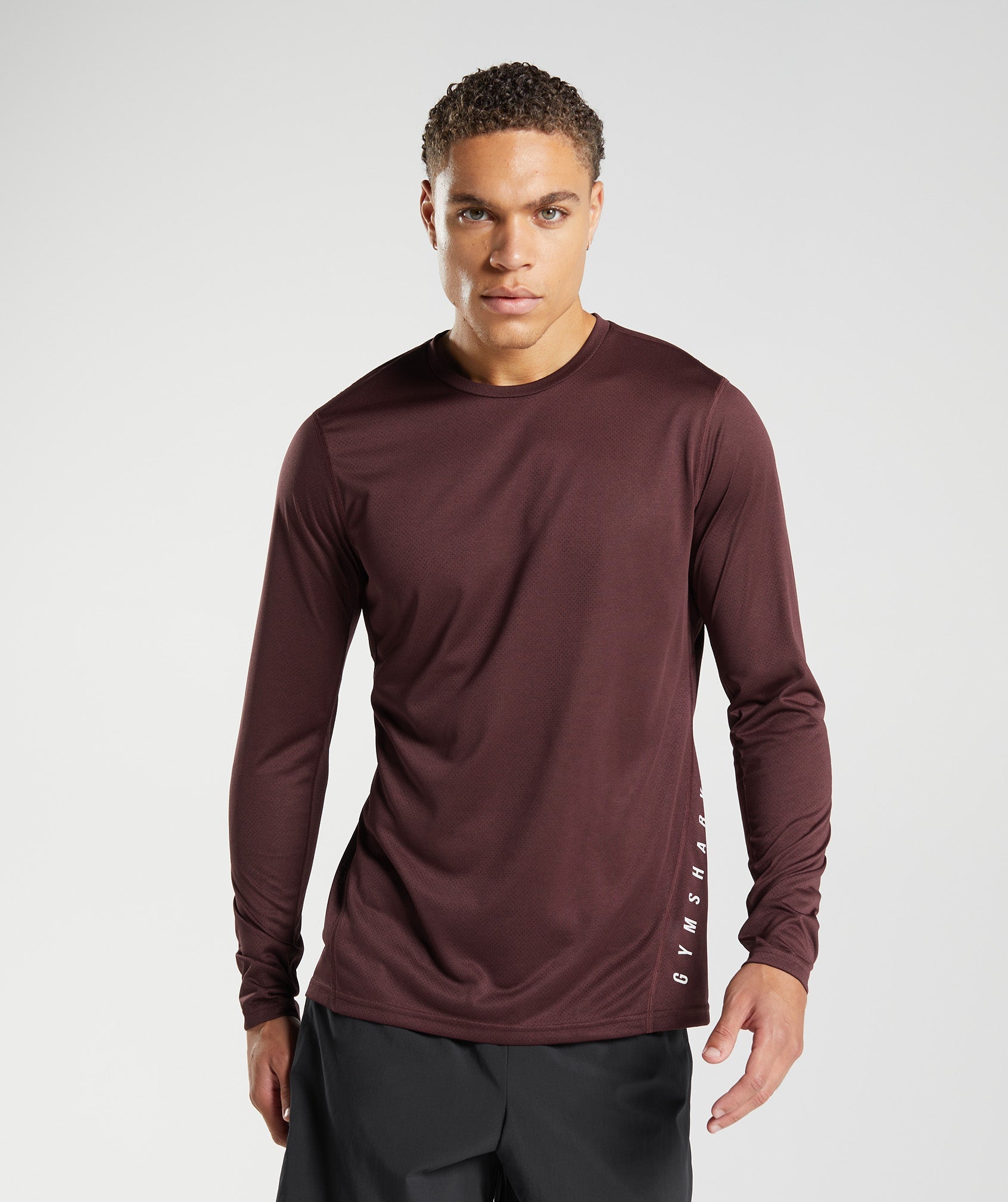 Camiseta Gymshark Deporte Long Sleeve Hombre Burdeos Negras | 1423605-MZ