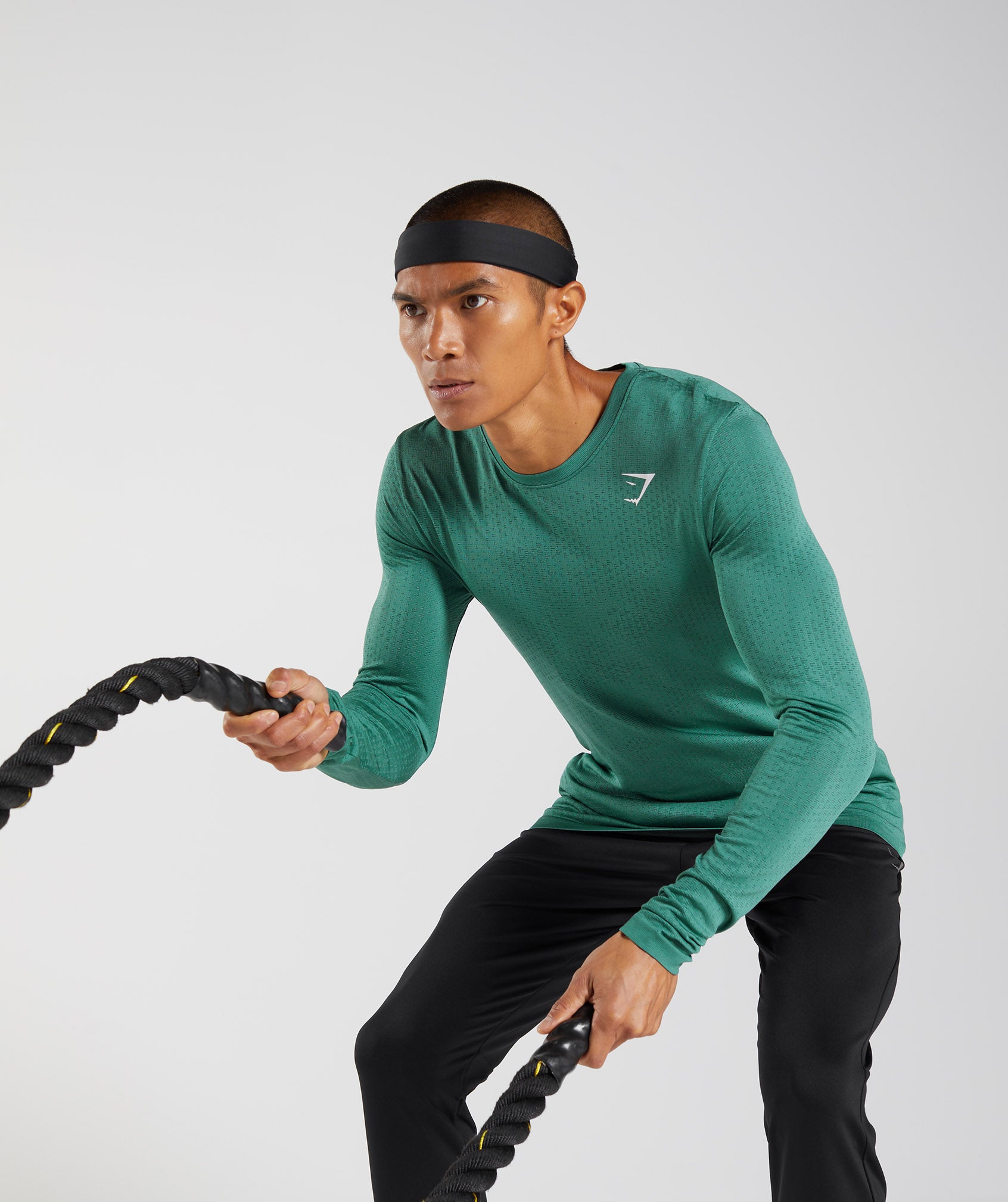 Camiseta Gymshark Deporte Seamless Long Sleeve Hombre Verde Verde | 5902167-YE