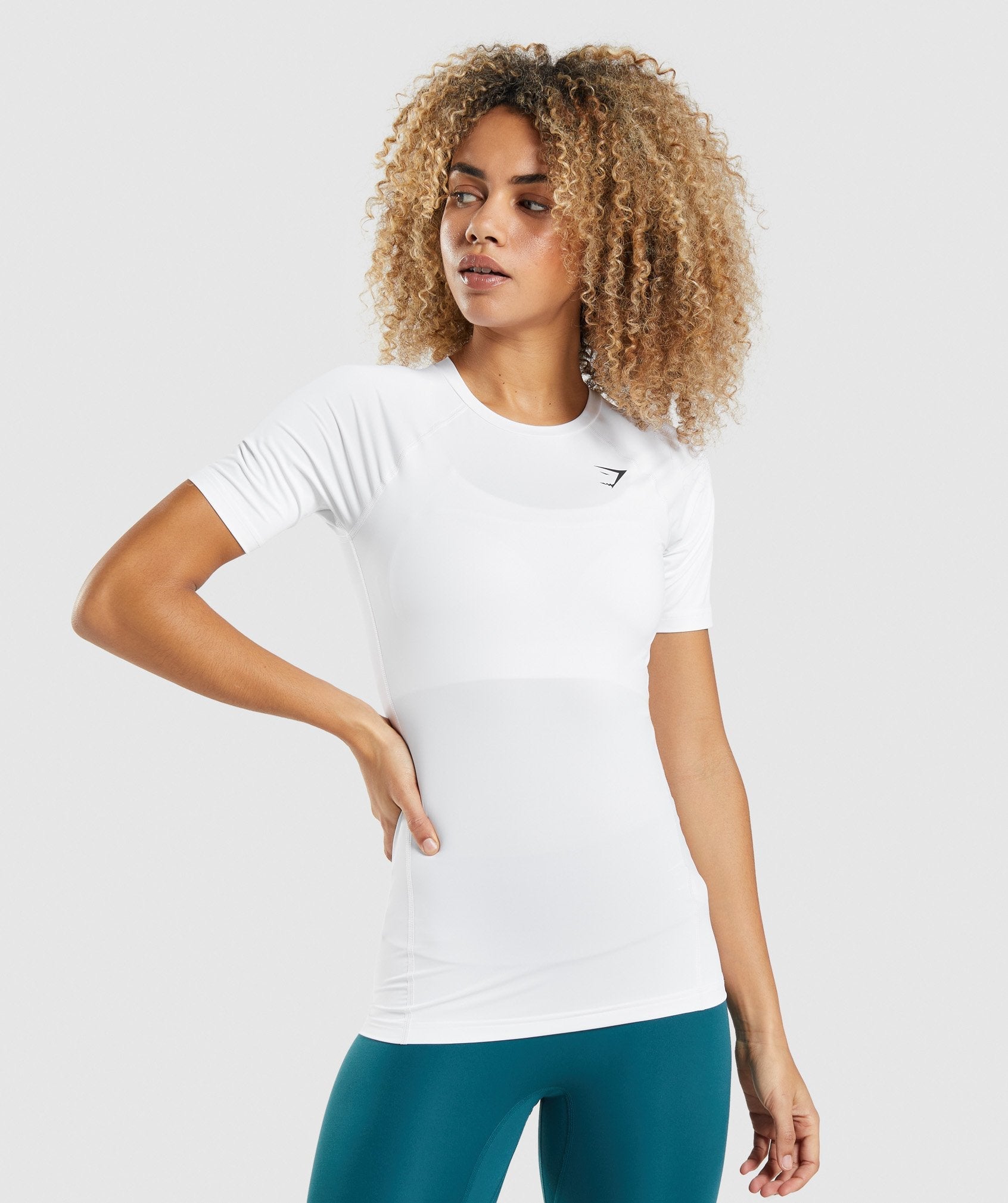 Camiseta Gymshark Entrenamiento Baselayer Mujer Blancas | 6039254-TO