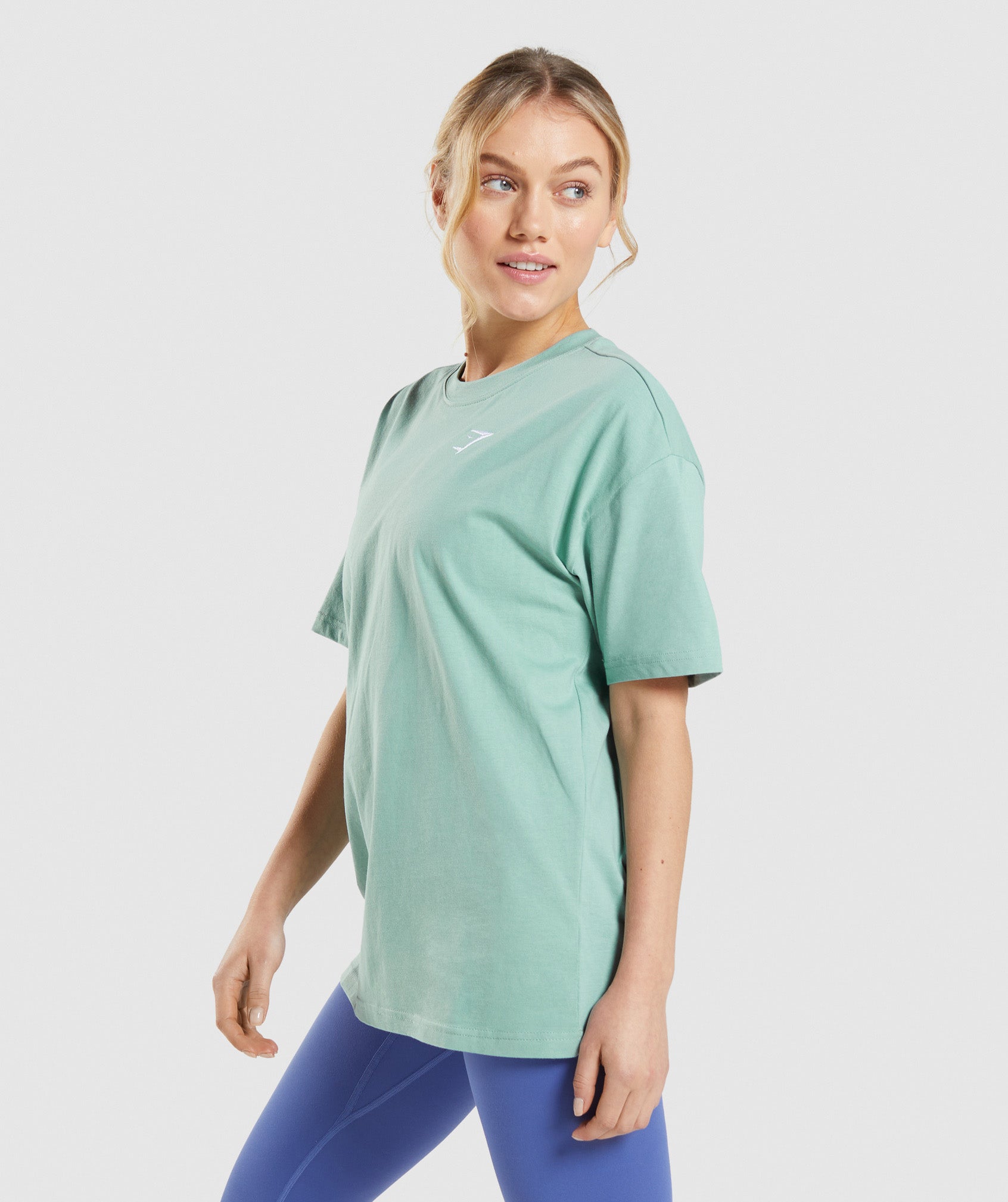 Camiseta Gymshark Entrenamiento Oversized Mujer Azules | 6408259-LM