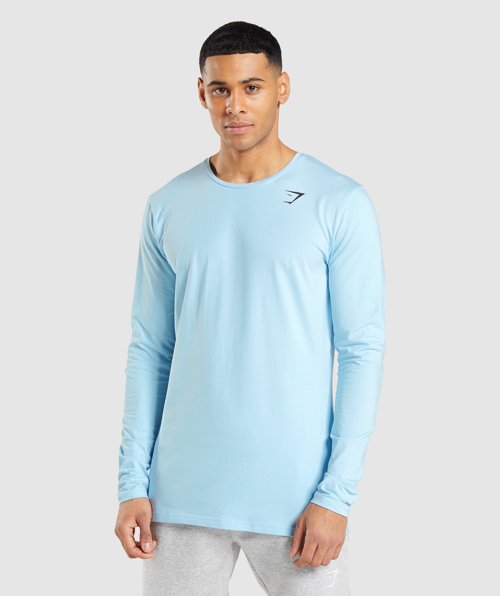 Camiseta Gymshark Essential Long Sleeve Hombre Azules | 6125890-AB