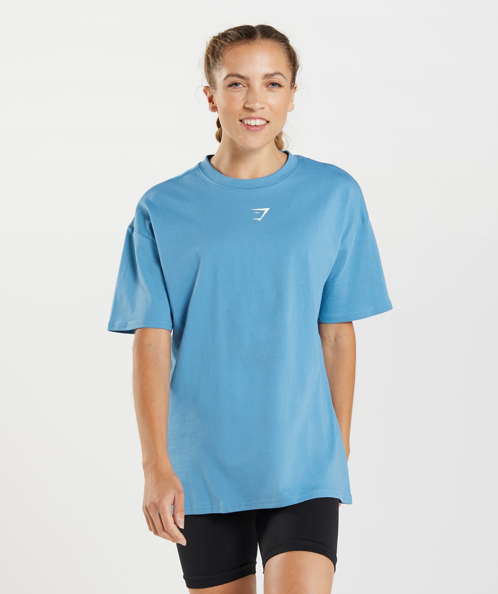 Camiseta Gymshark Fraction Oversized Mujer Azules | 3412609-VX