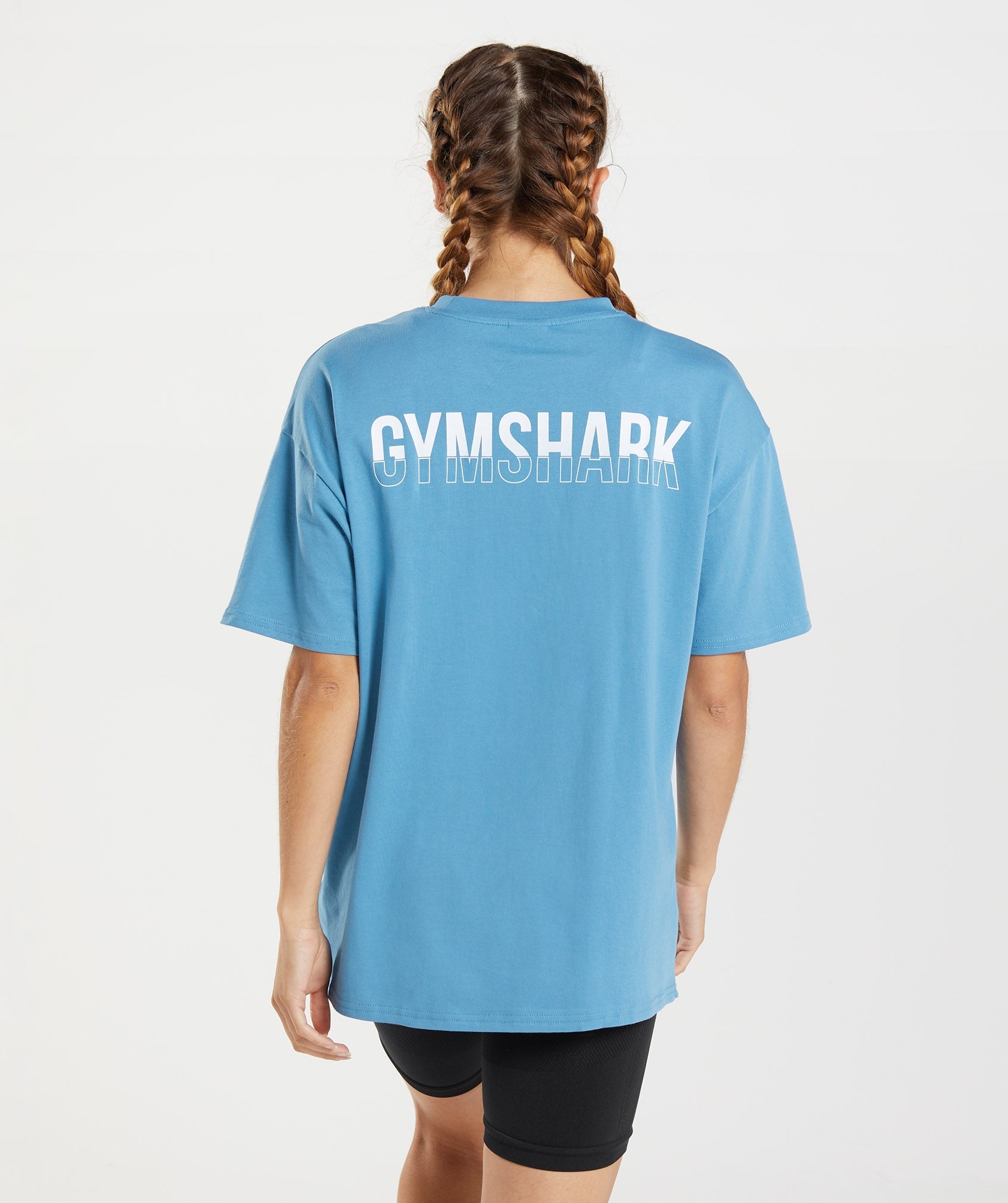 Camiseta Gymshark Fraction Oversized Mujer Azules | 3412609-VX