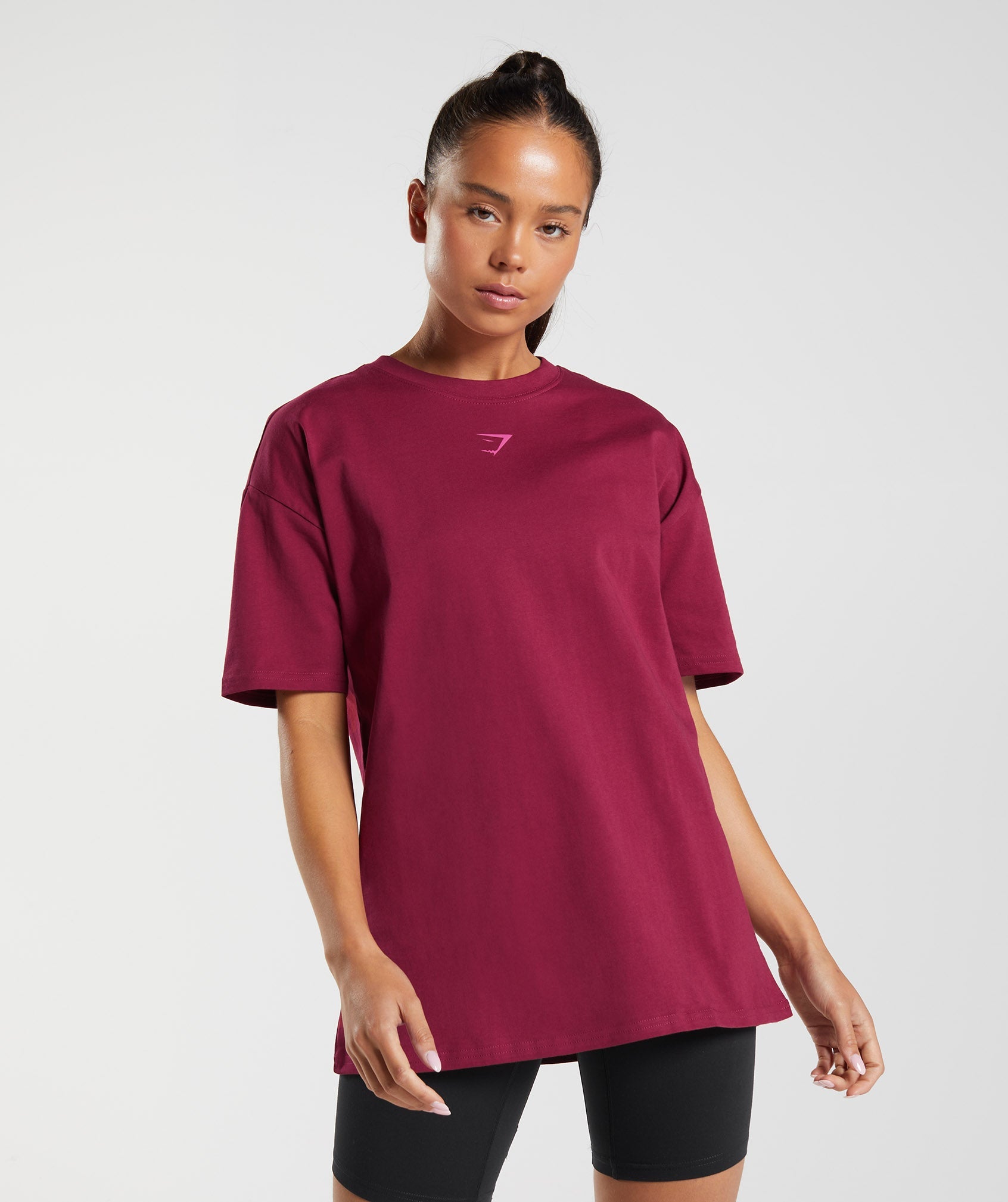 Camiseta Gymshark Fraction Oversized Mujer Rosas | 6745123-RD