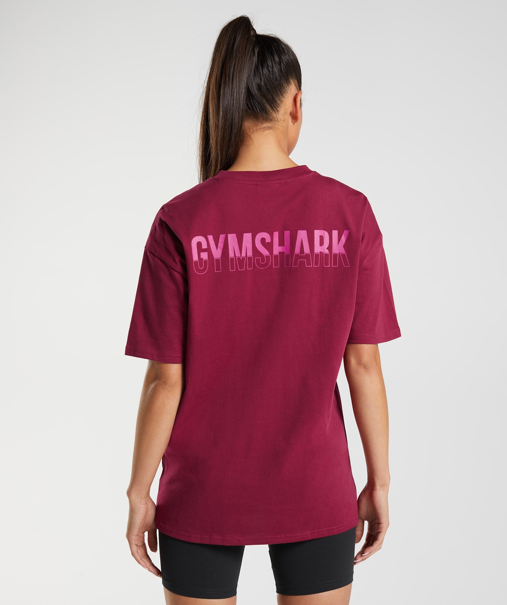 Camiseta Gymshark Fraction Oversized Mujer Rosas | 6745123-RD