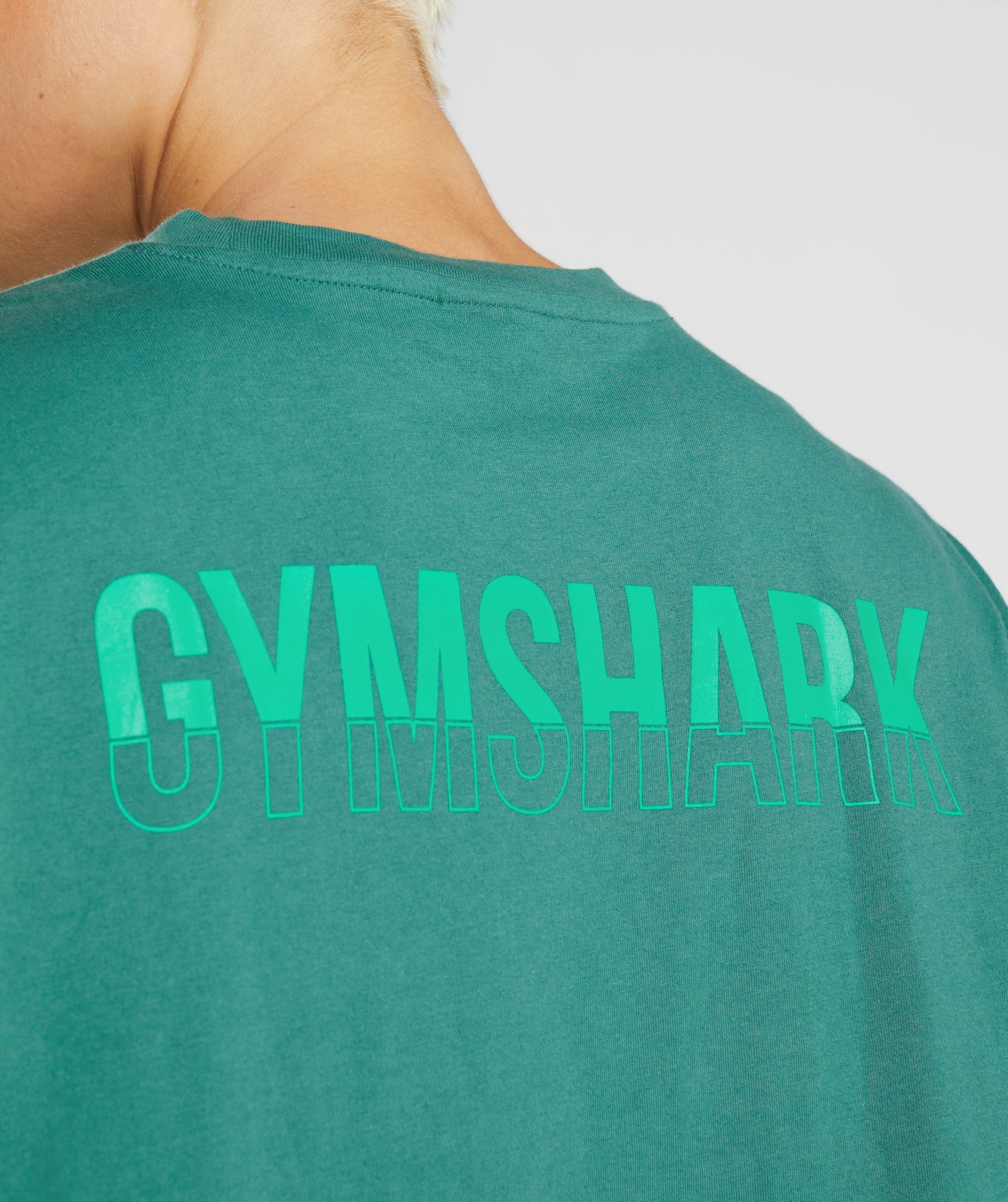 Camiseta Gymshark Fraction Oversized Mujer Verde | 7143925-FN