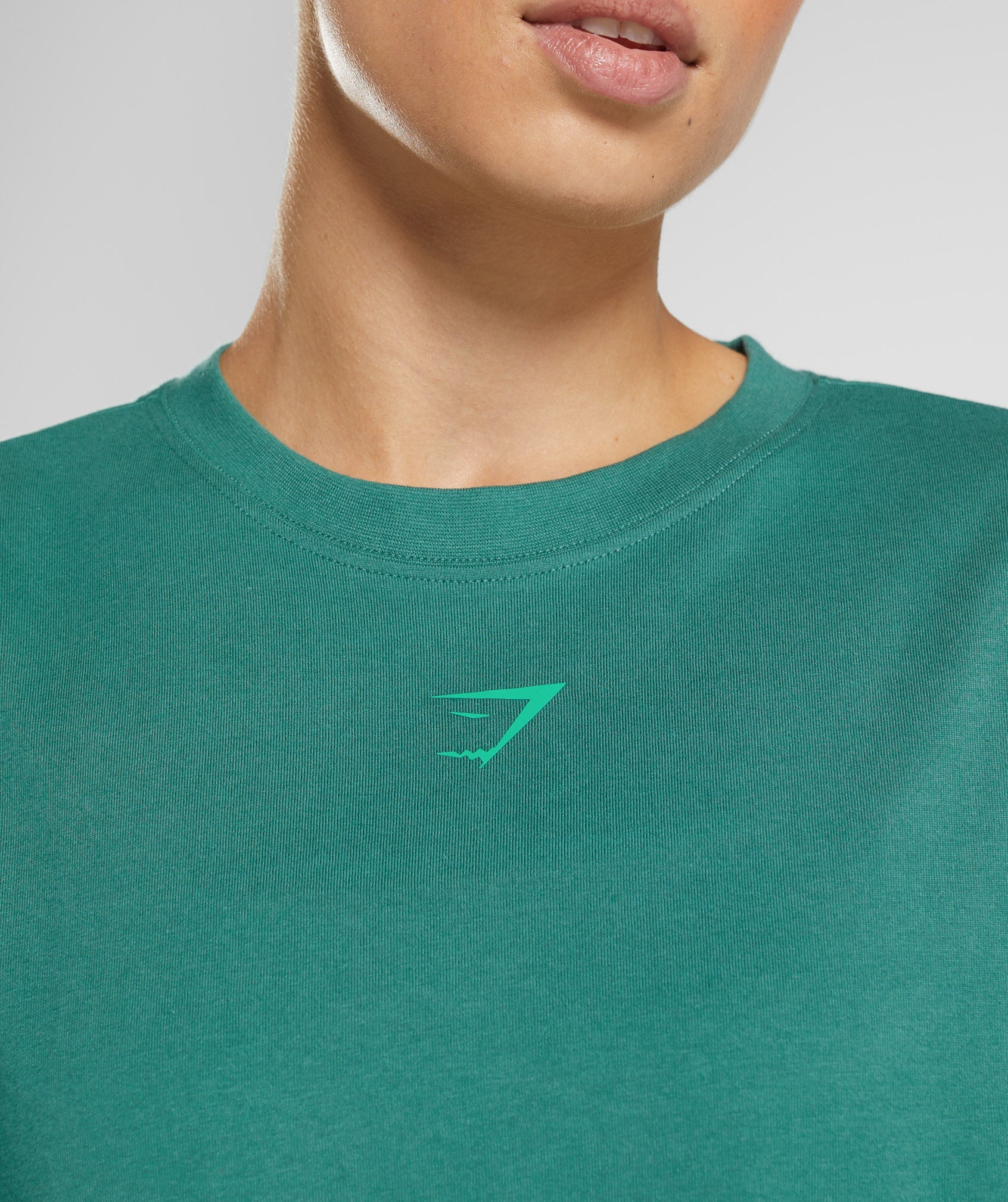 Camiseta Gymshark Fraction Oversized Mujer Verde | 7143925-FN