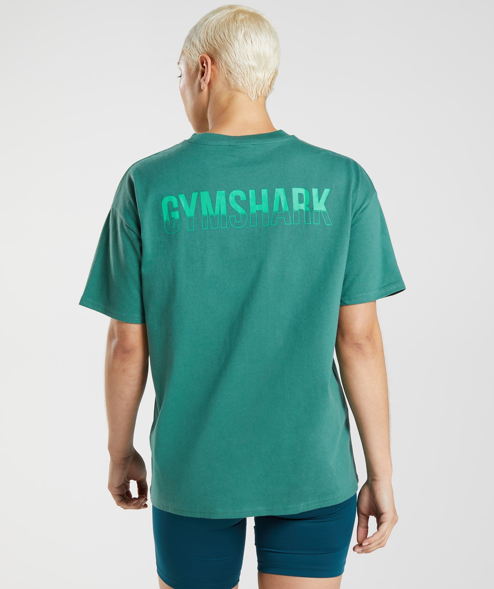 Camiseta Gymshark Fraction Oversized Mujer Verde | 7143925-FN