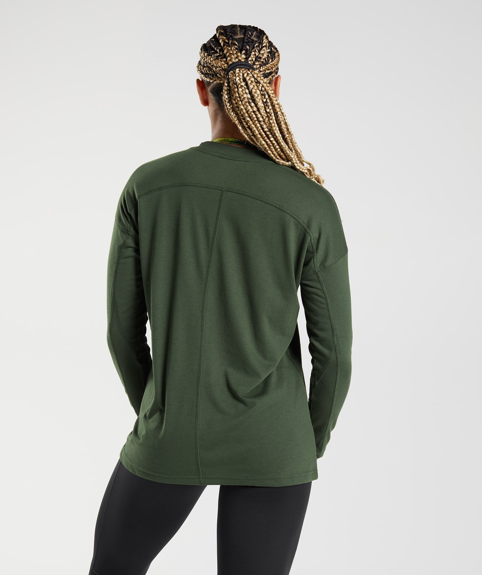 Camiseta Gymshark GS Power Long Sleeve Mujer Verde Oliva | 7813456-DG