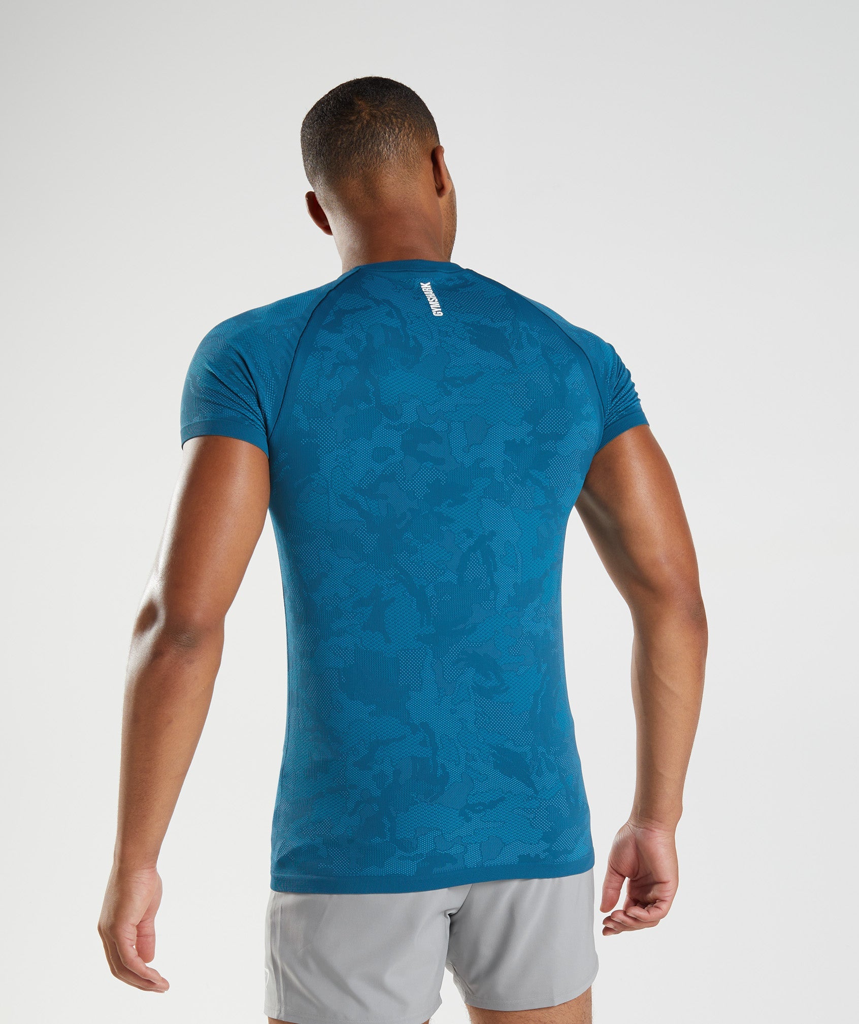 Camiseta Gymshark Geo Seamless Hombre Azules | 5408796-JG