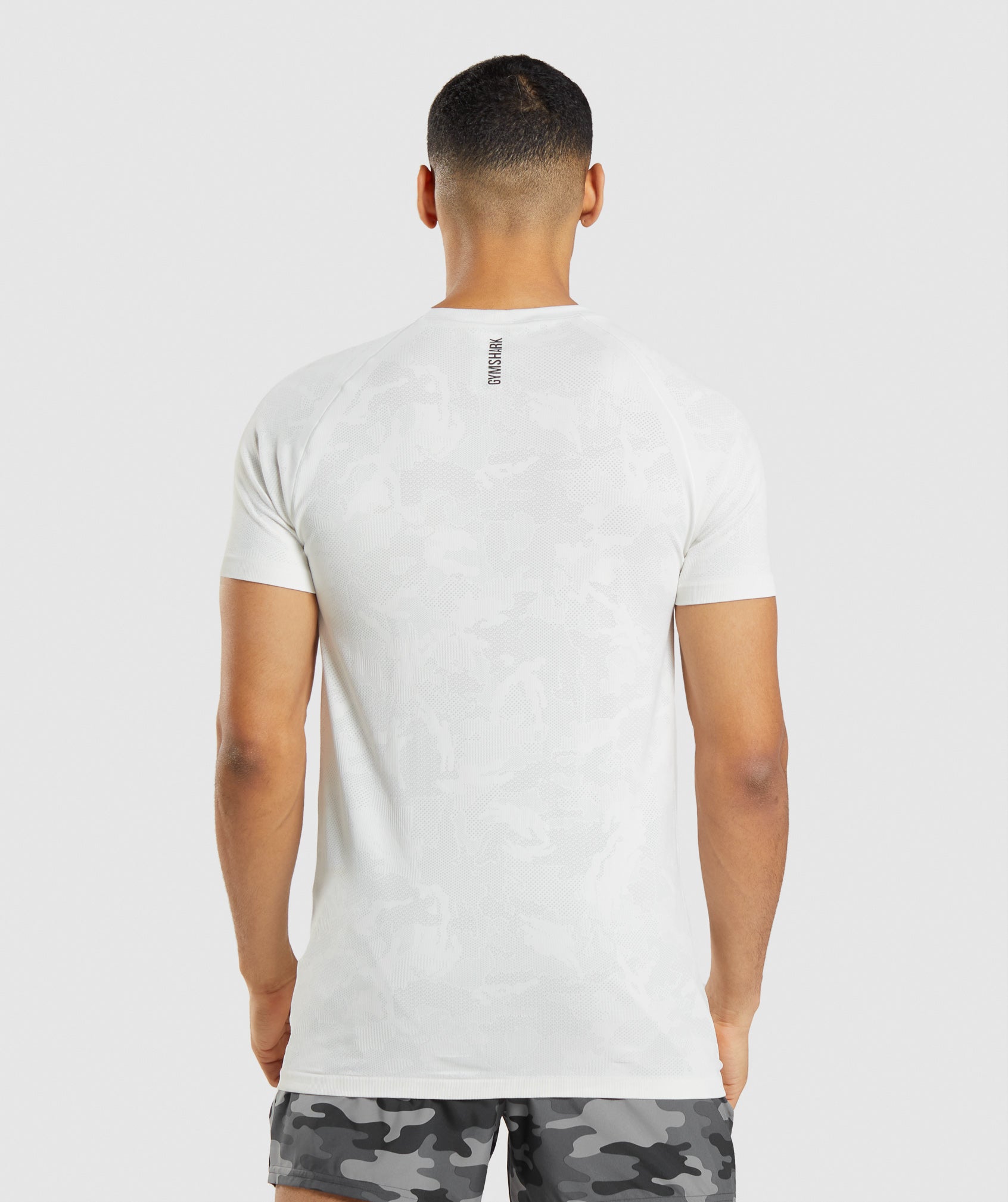 Camiseta Gymshark Geo Seamless Hombre Blancas Gris Claro | 4697321-HZ