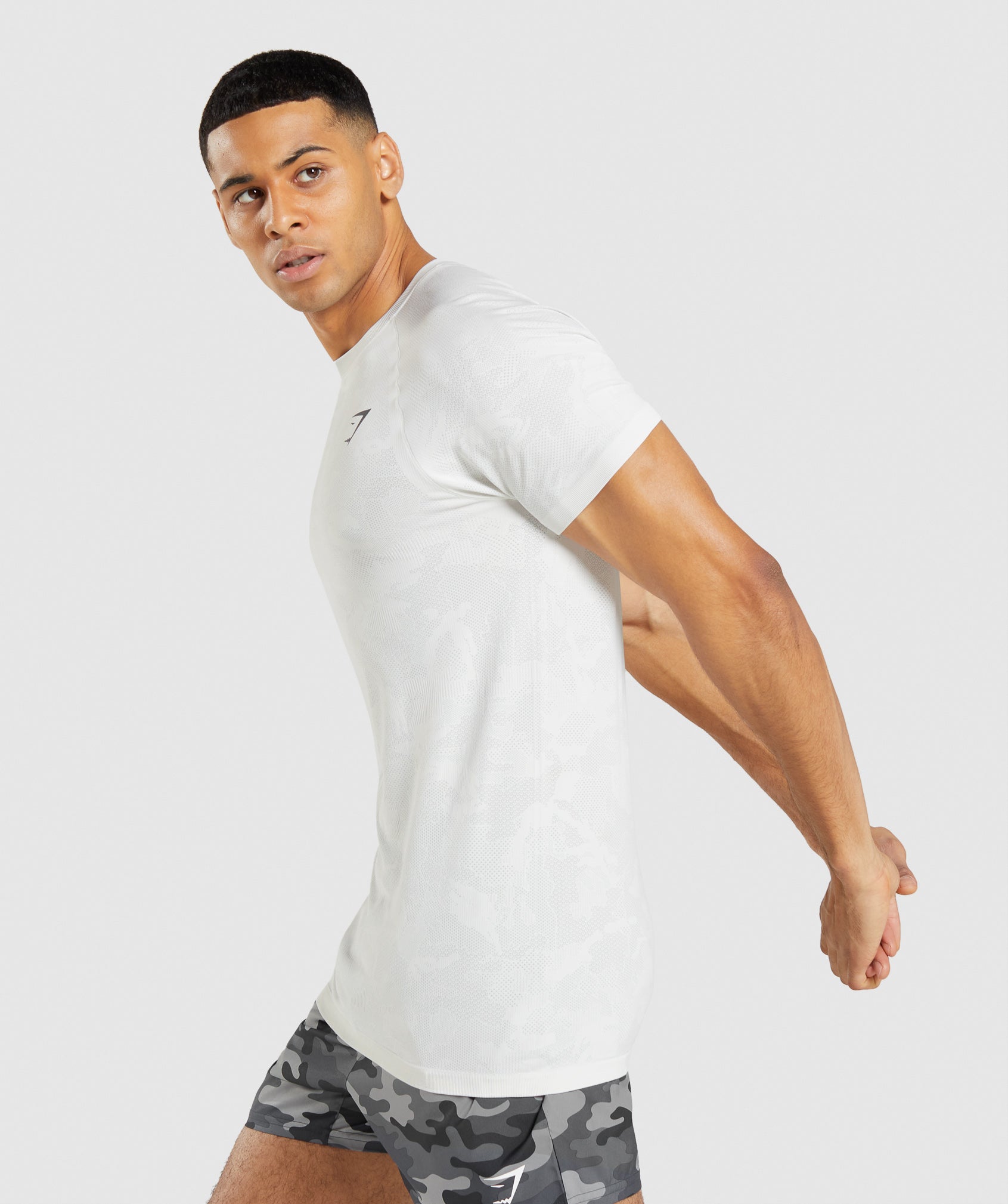 Camiseta Gymshark Geo Seamless Hombre Blancas Gris Claro | 4697321-HZ