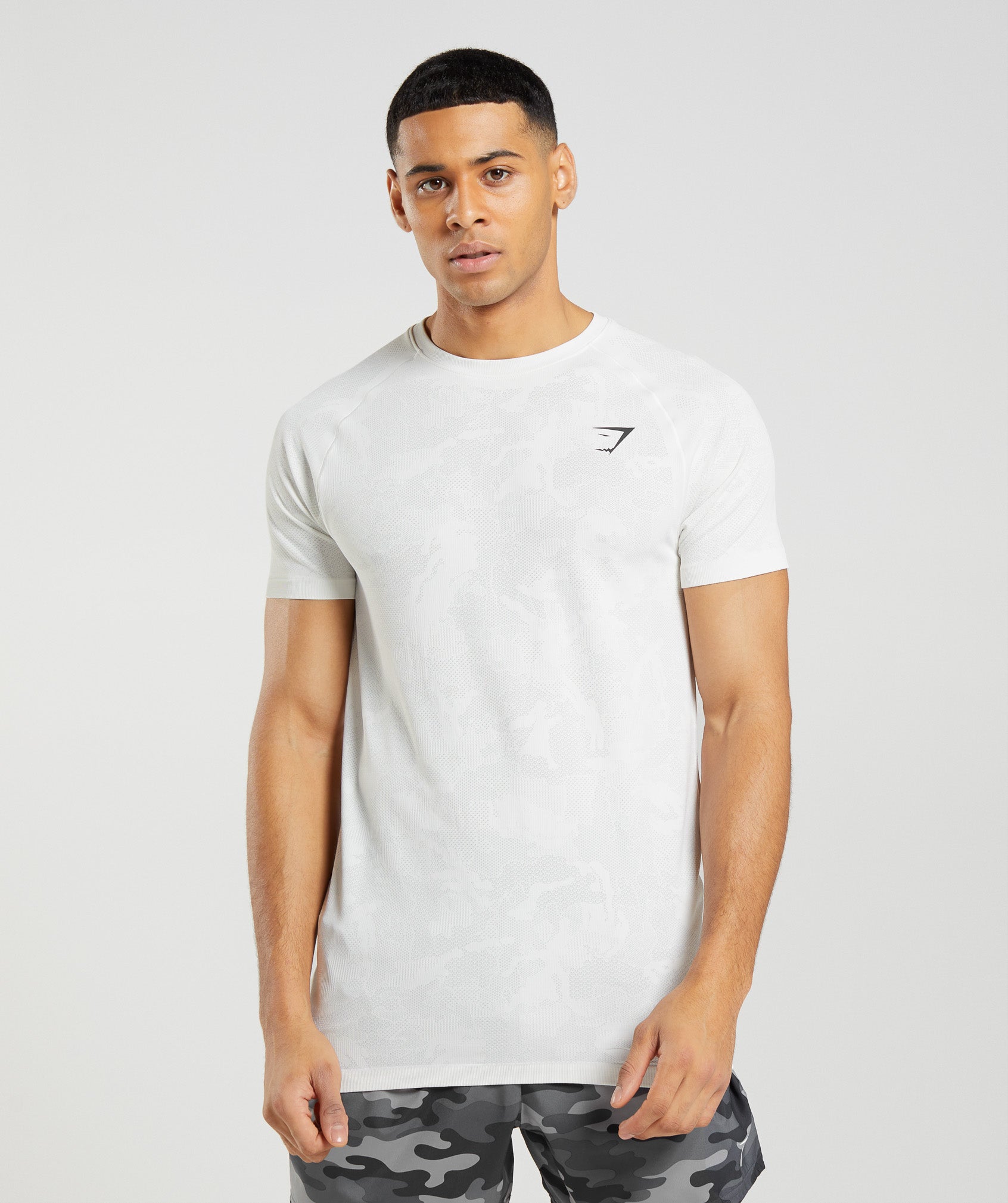 Camiseta Gymshark Geo Seamless Hombre Blancas Gris Claro | 4697321-HZ