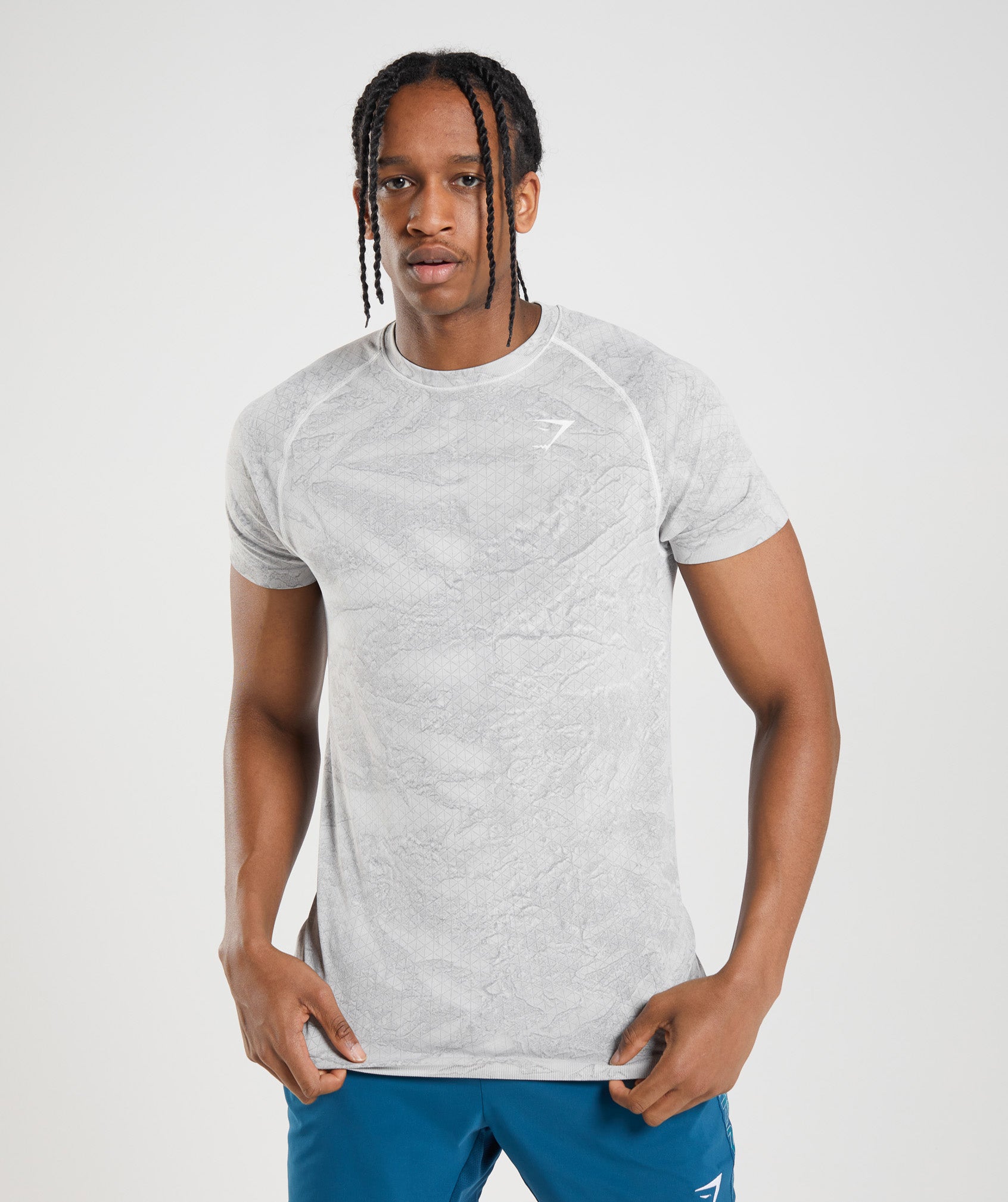 Camiseta Gymshark Geo Seamless Hombre Gris Claro | 5460723-EF