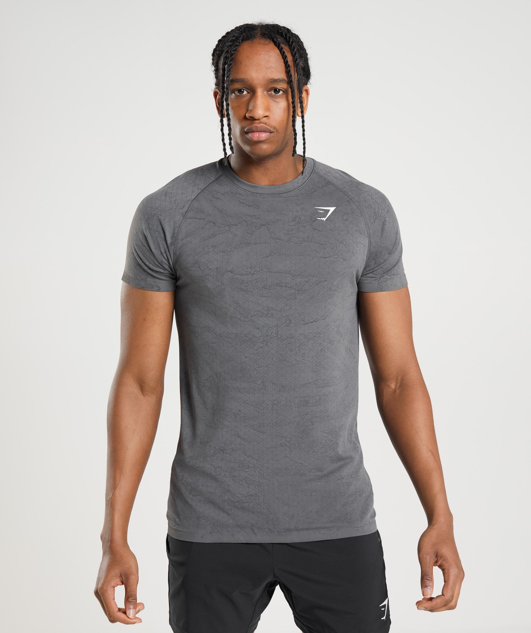 Camiseta Gymshark Geo Seamless Hombre Gris Negras | 9140367-DS