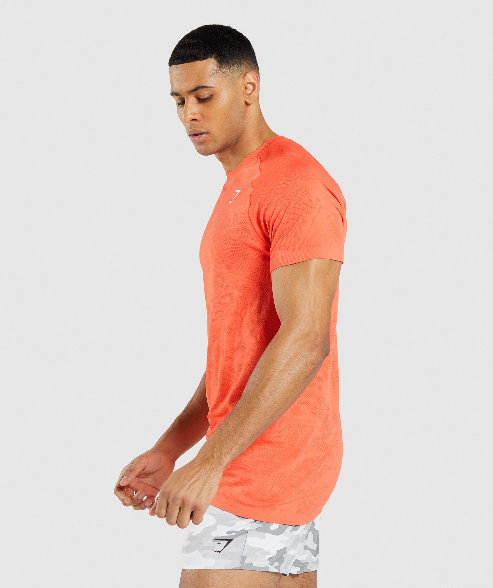 Camiseta Gymshark Geo Seamless Hombre Naranjas | 4561790-DP